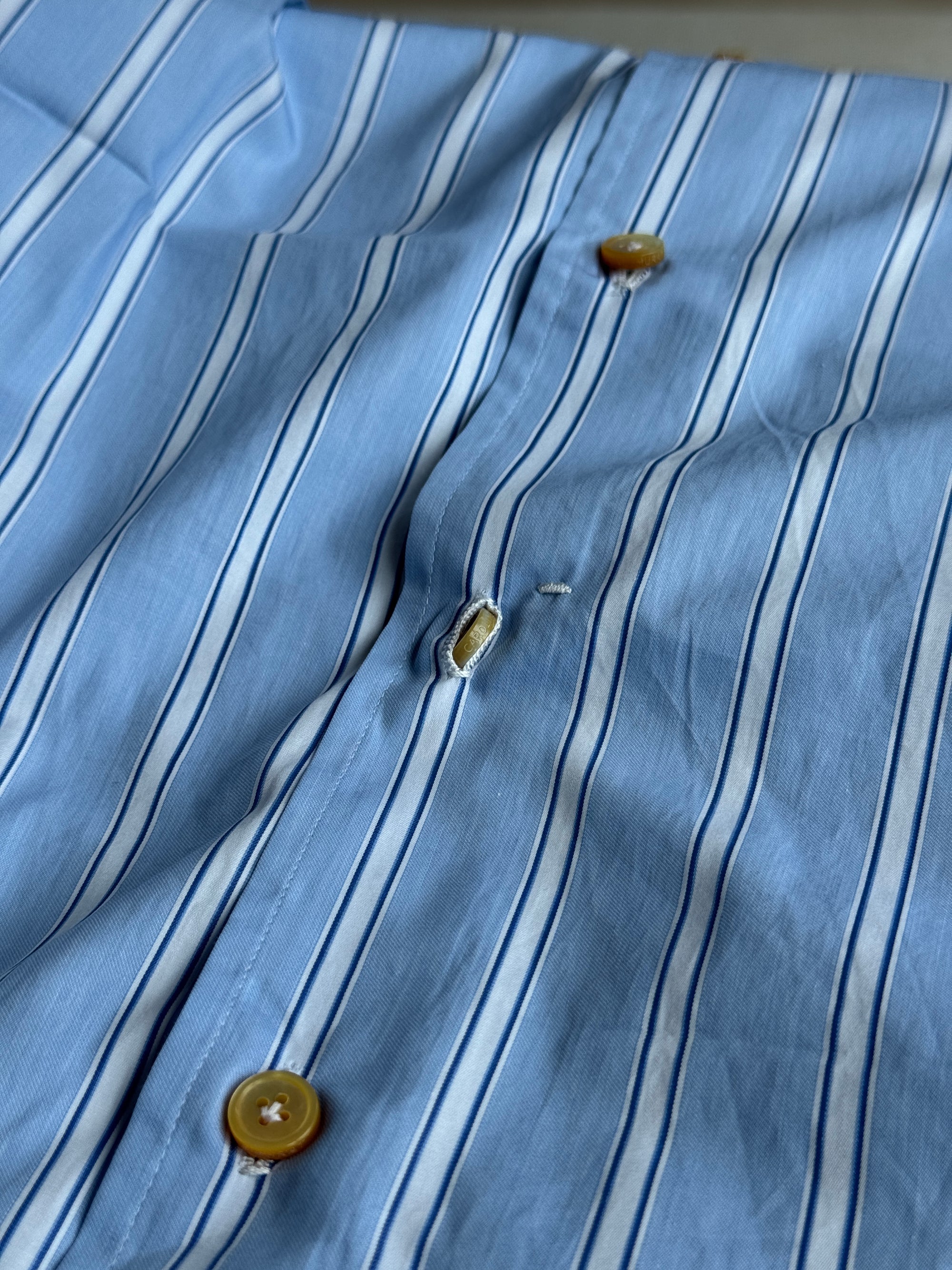 MTO Hand-stitched Pale Blue Stripe Shirt #38
