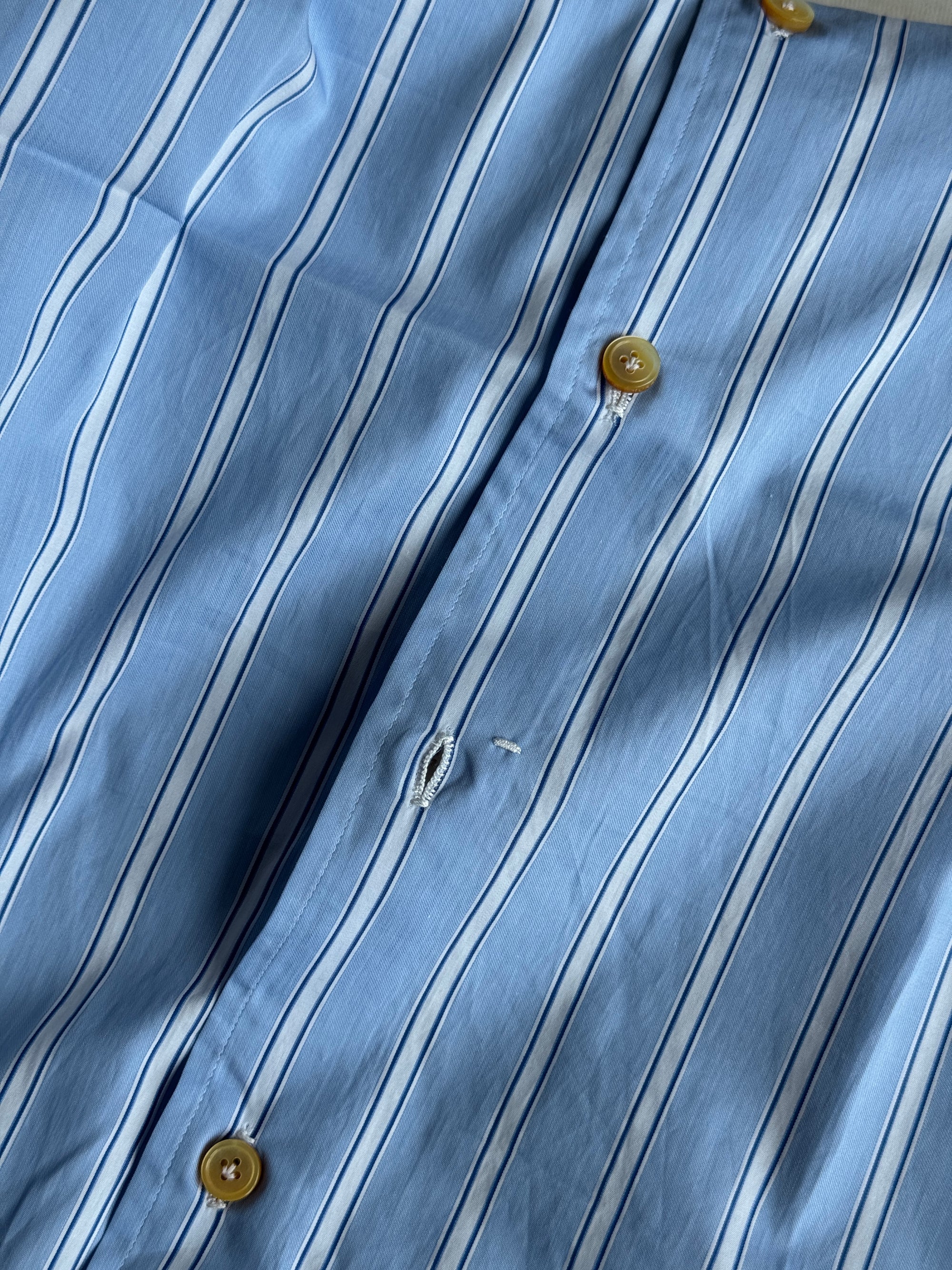 MTO Hand-stitched Pale Blue Stripe Shirt #38