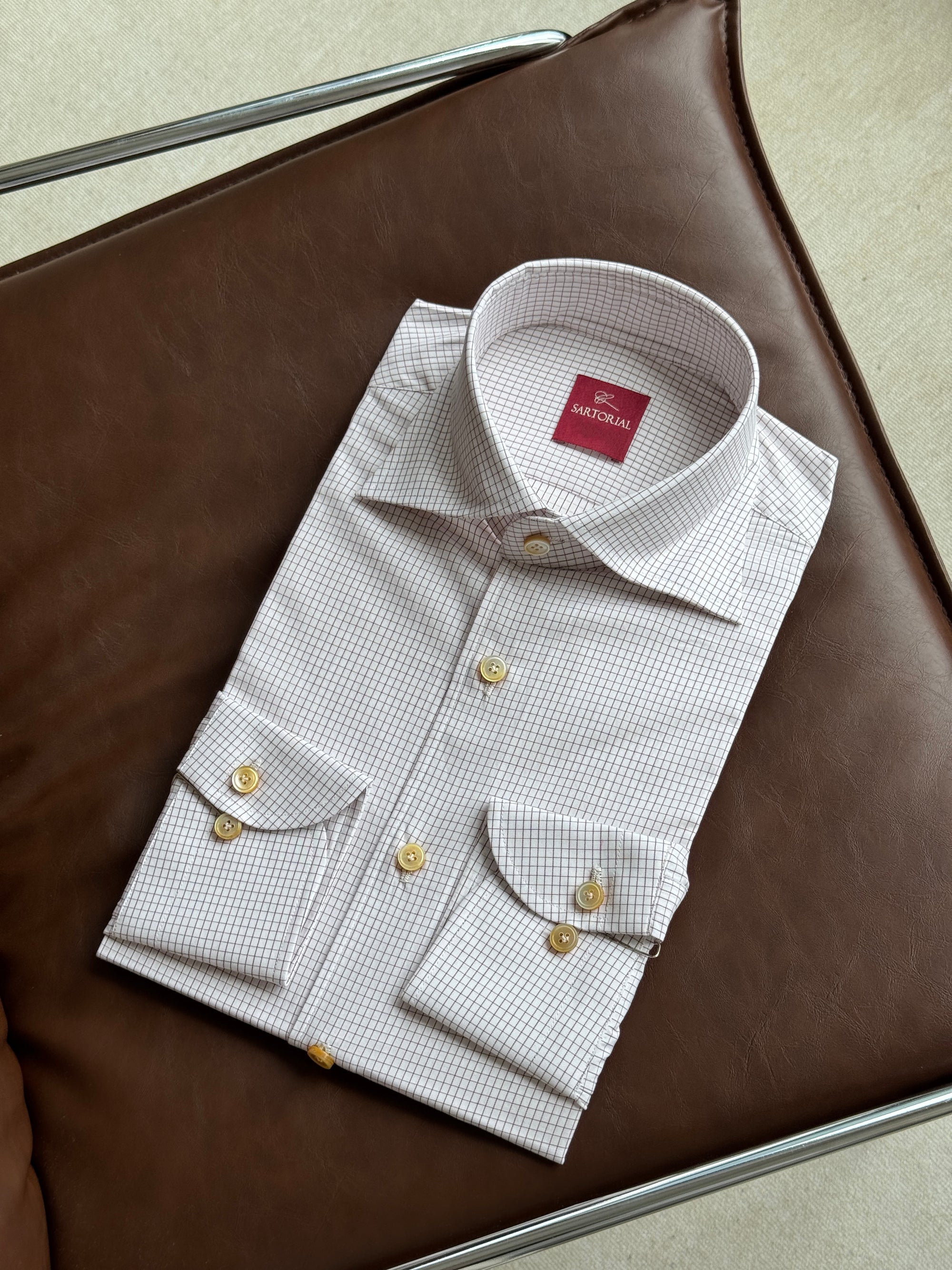MTO Hand-stitched Mocha Graph Check Shirt #40