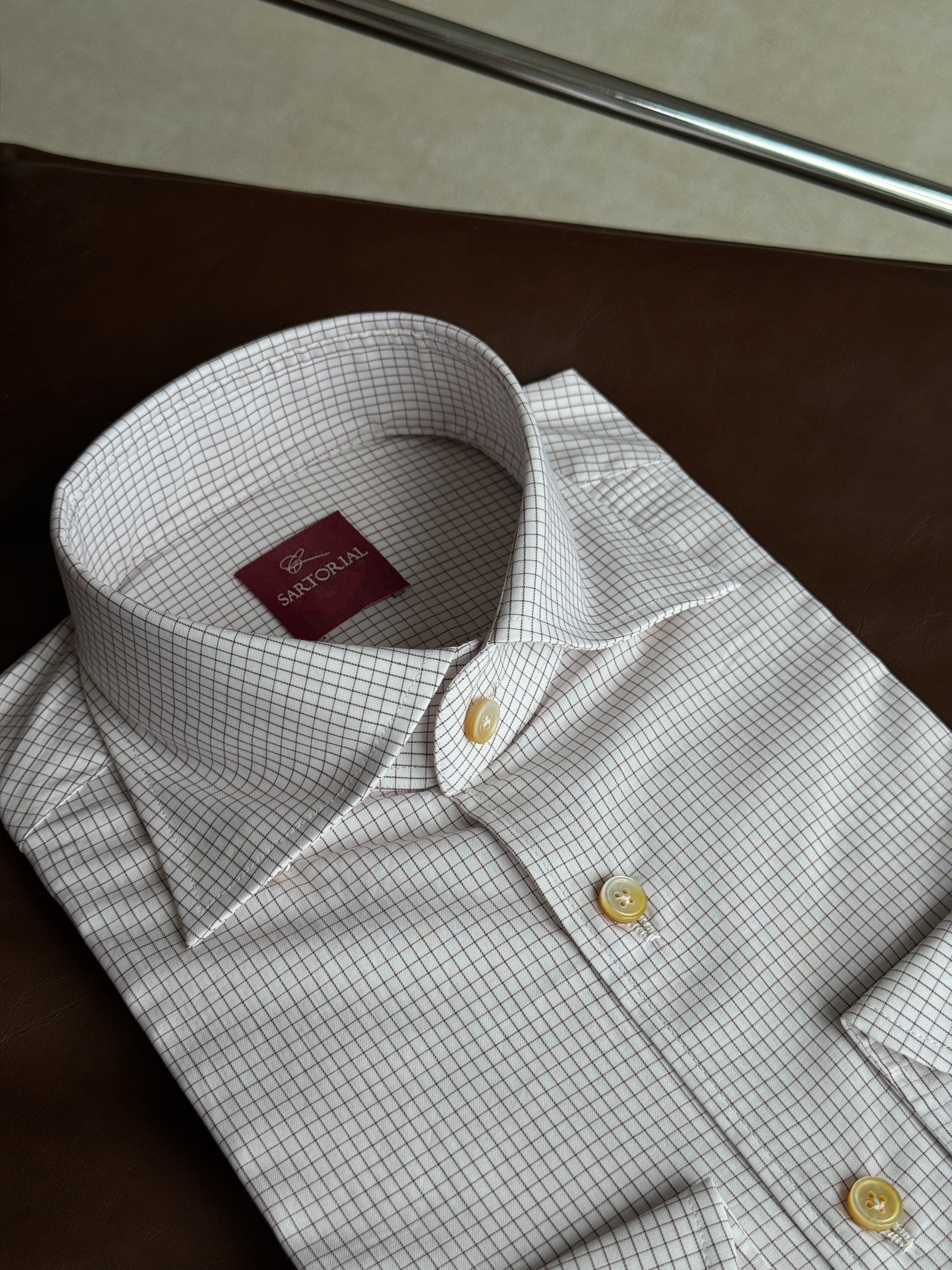 MTO Hand-stitched Mocha Graph Check Shirt #40