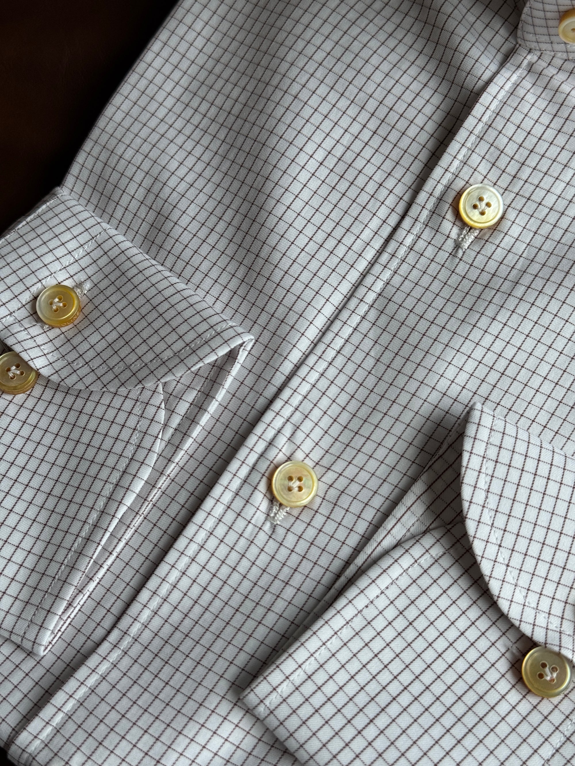 MTO Hand-stitched Mocha Graph Check Shirt #40
