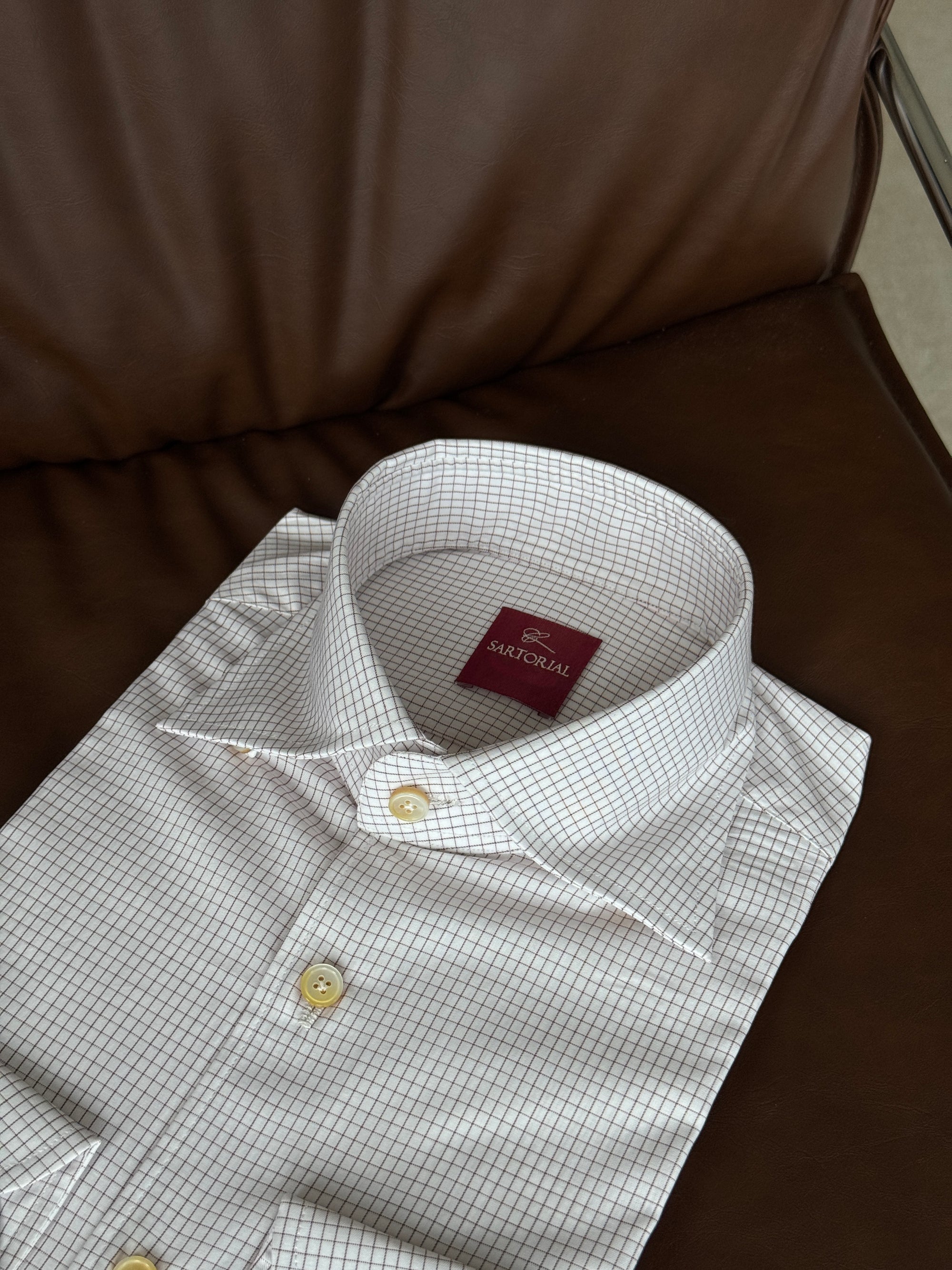 MTO Hand-stitched Mocha Graph Check Shirt #40