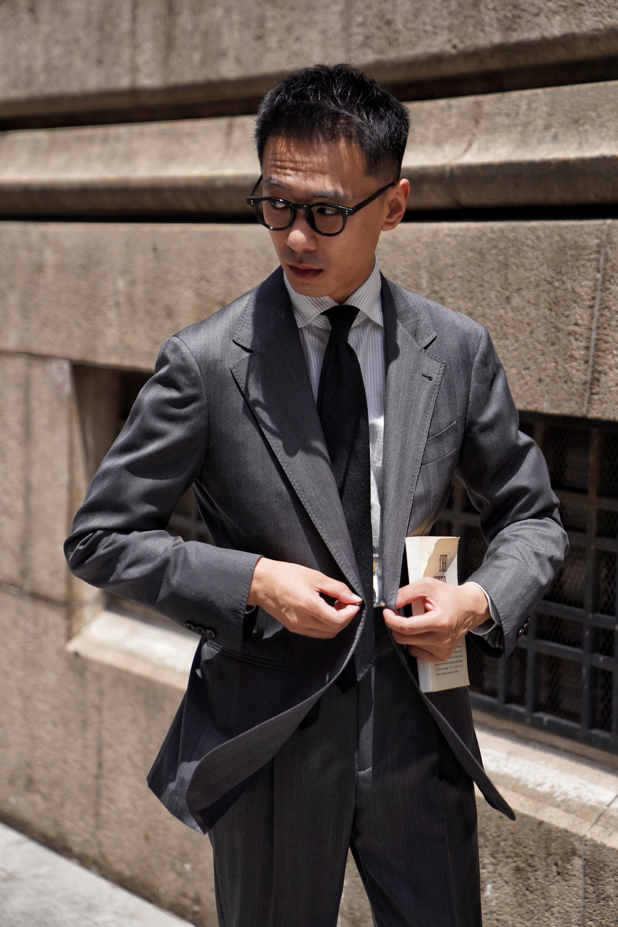 MTO Grey Herringbone 15 Micron 160s Suit #426