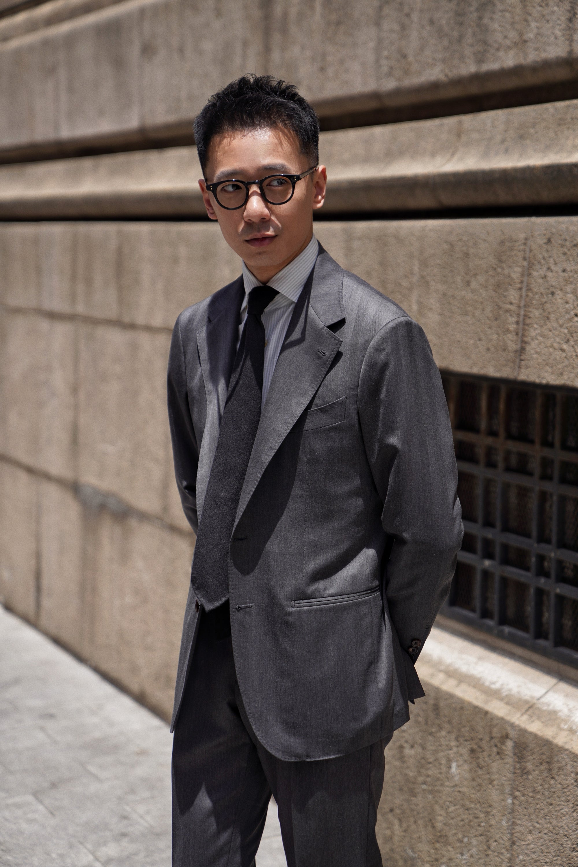 MTO Grey Herringbone 15 Micron 160s Suit #426