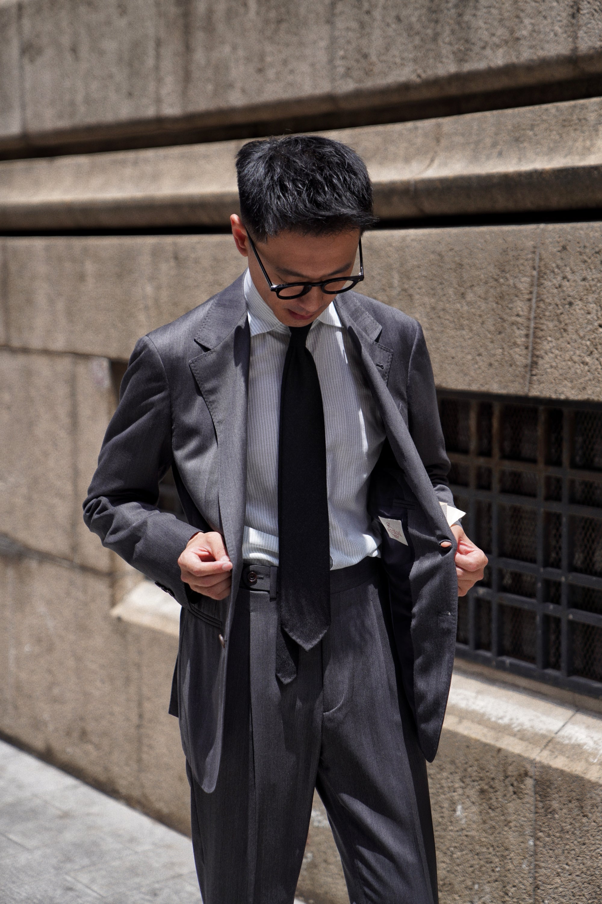 MTO Grey Herringbone 15 Micron 160s Suit #426