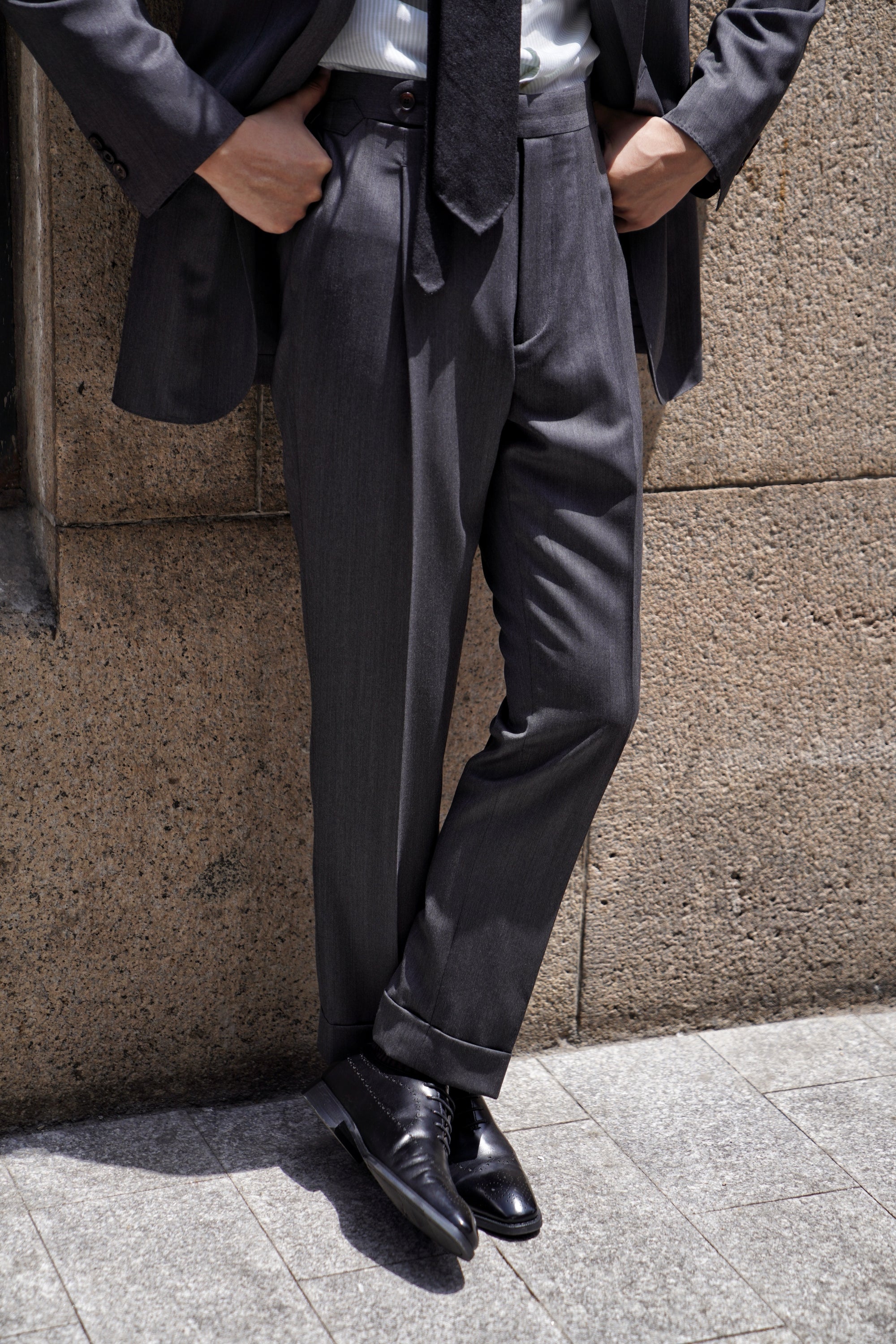 MTO Grey Herringbone 15 Micron 160s Suit #426