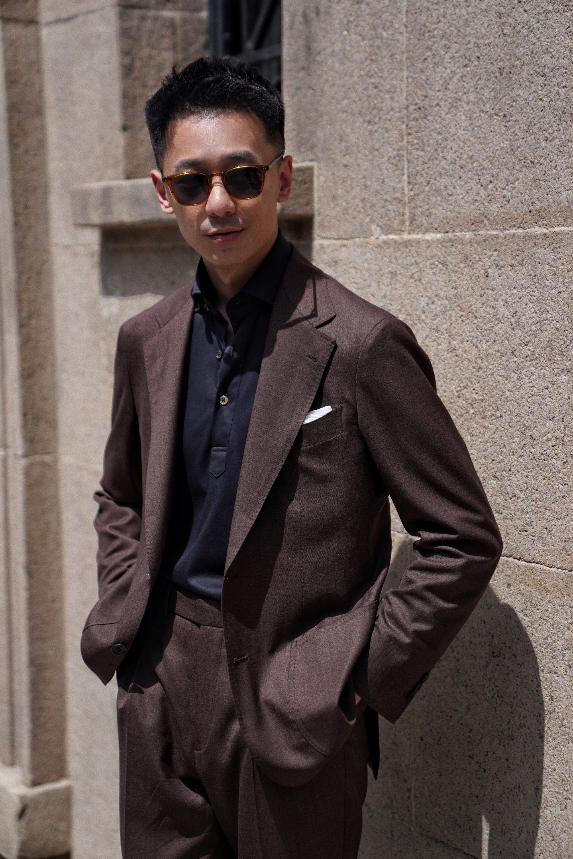 MTO Brown Sharkskin 15 Micron 160s Suit #429