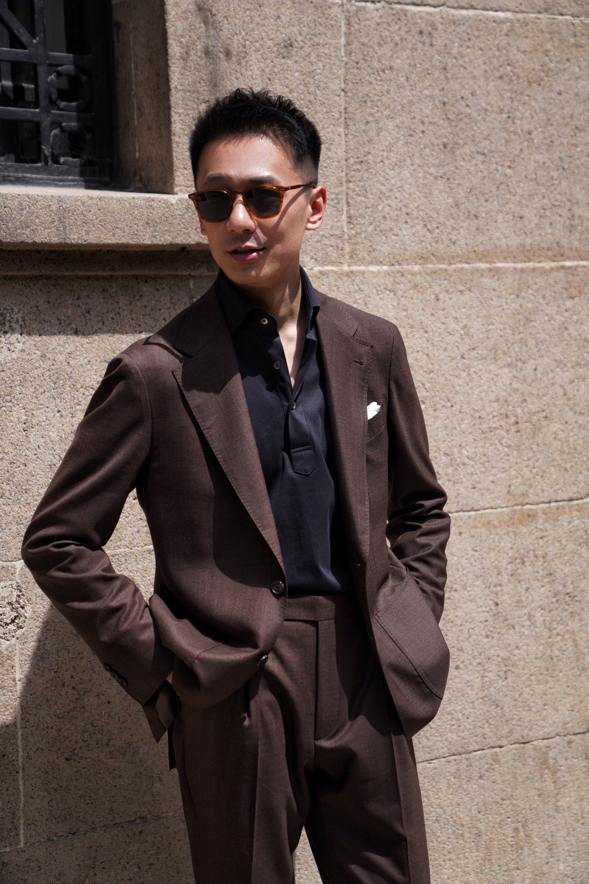 MTO Brown Sharkskin 15 Micron 160s Suit #429
