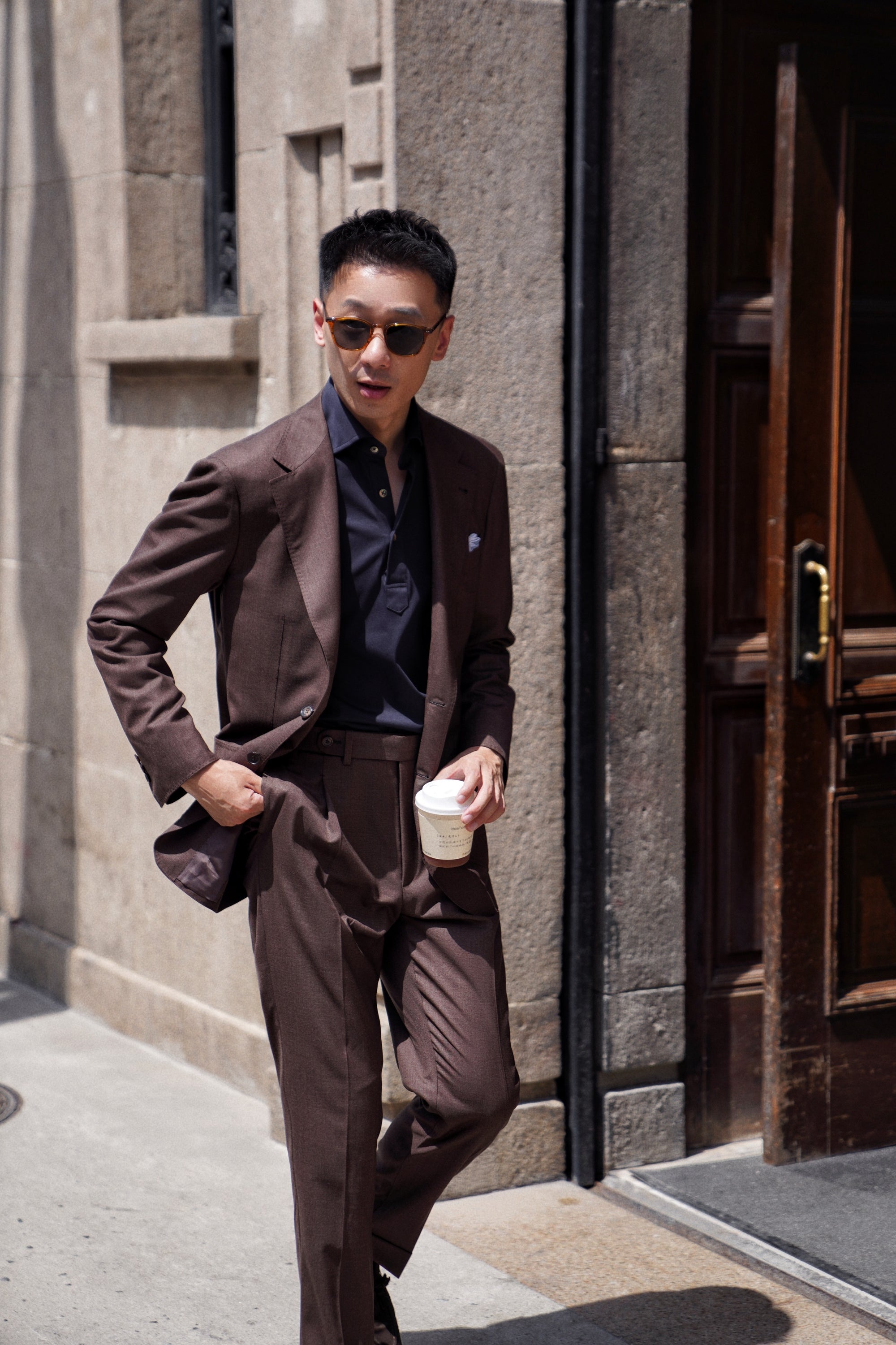 MTO Brown Sharkskin 15 Micron 160s Suit #429