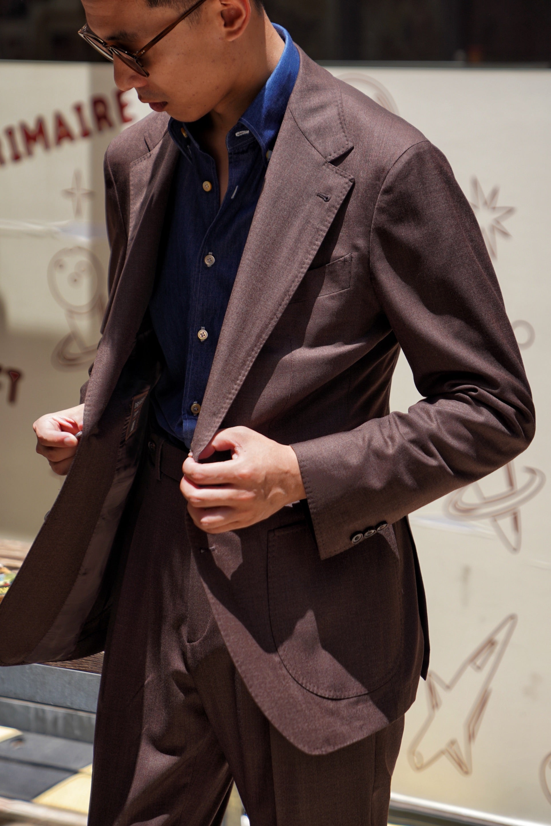 MTO Brown Sharkskin 15 Micron 160s Suit #429