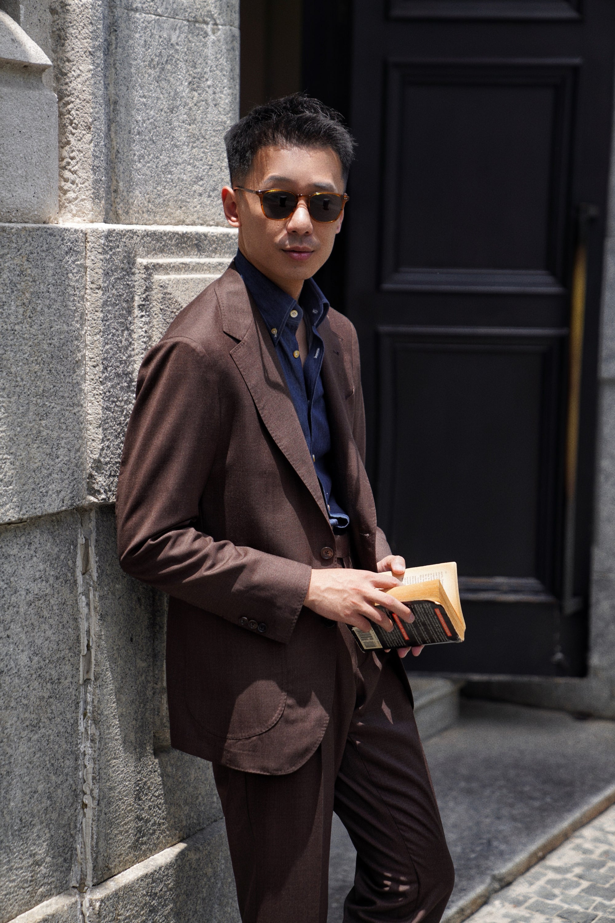 MTO Brown Sharkskin 15 Micron 160s Suit #429