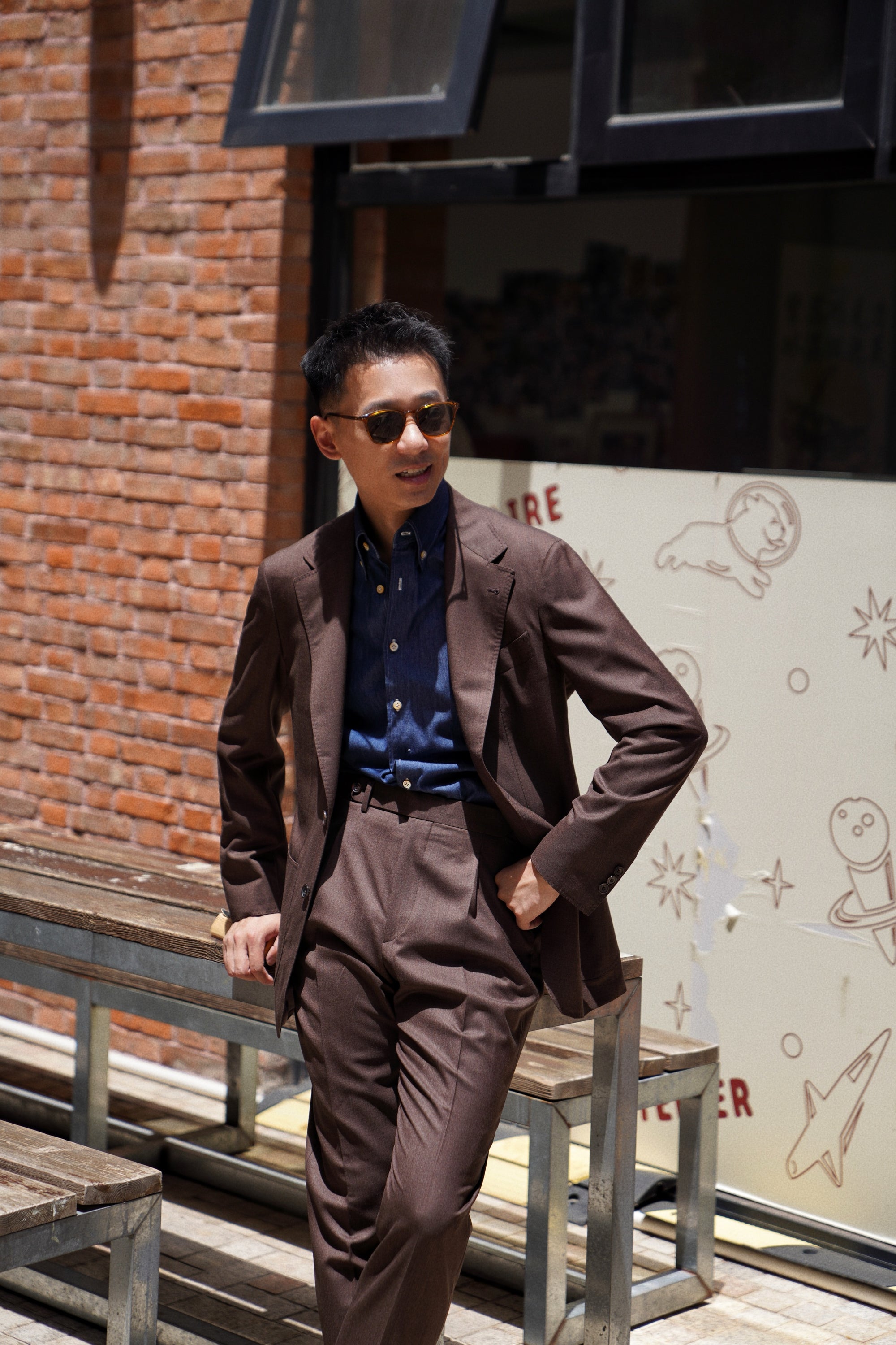 MTO Brown Sharkskin 15 Micron 160s Suit #429