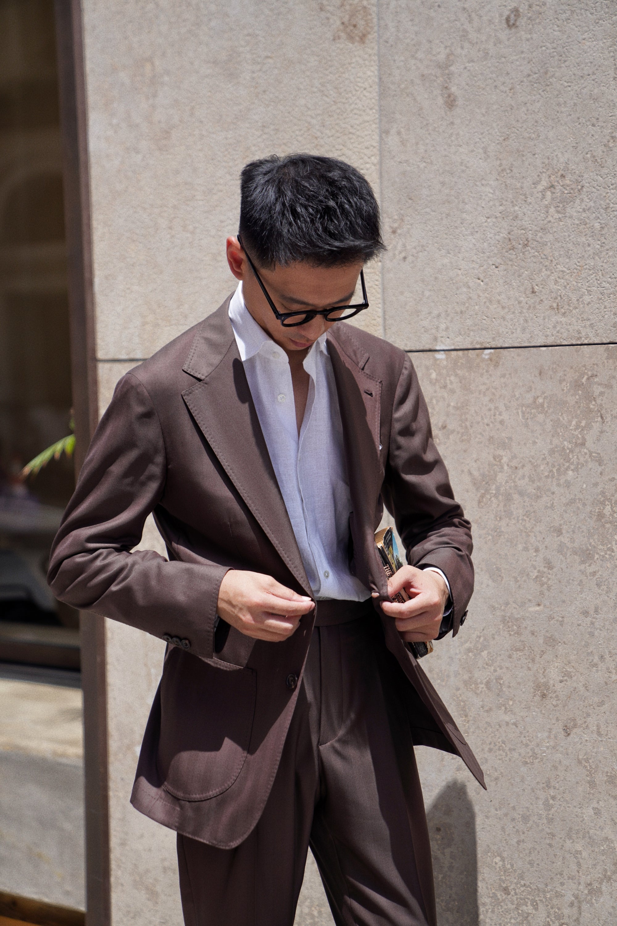 MTO Brown Herringbone 15 Micron 160s Suit #428