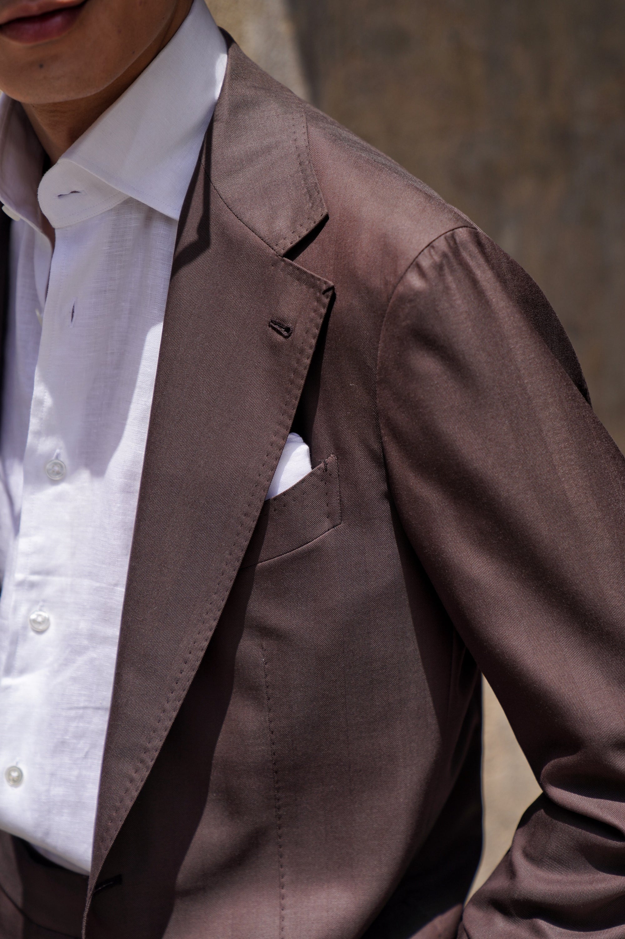 MTO Brown Herringbone 15 Micron 160s Suit #428