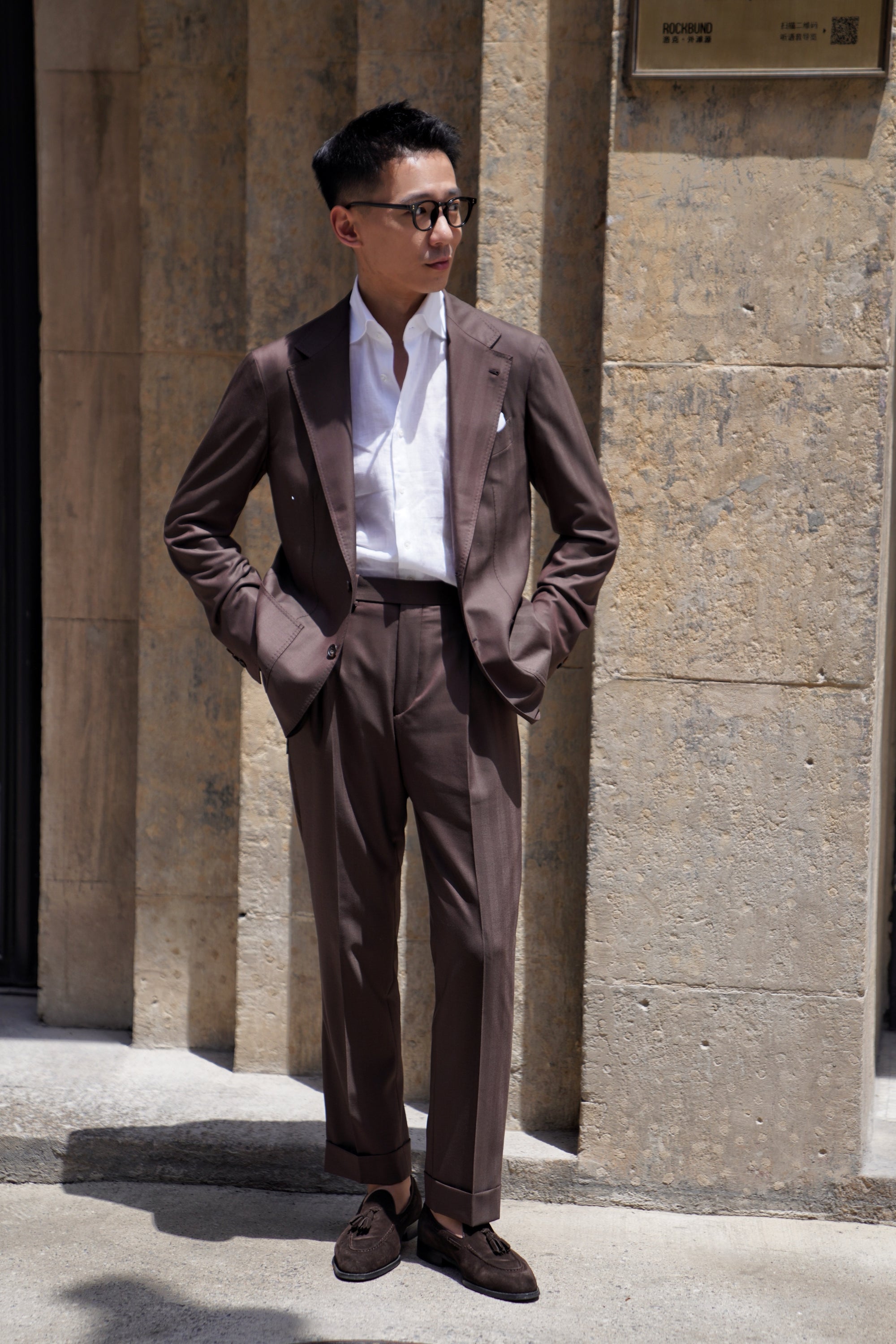 MTO Brown Herringbone 15 Micron 160s Suit #428