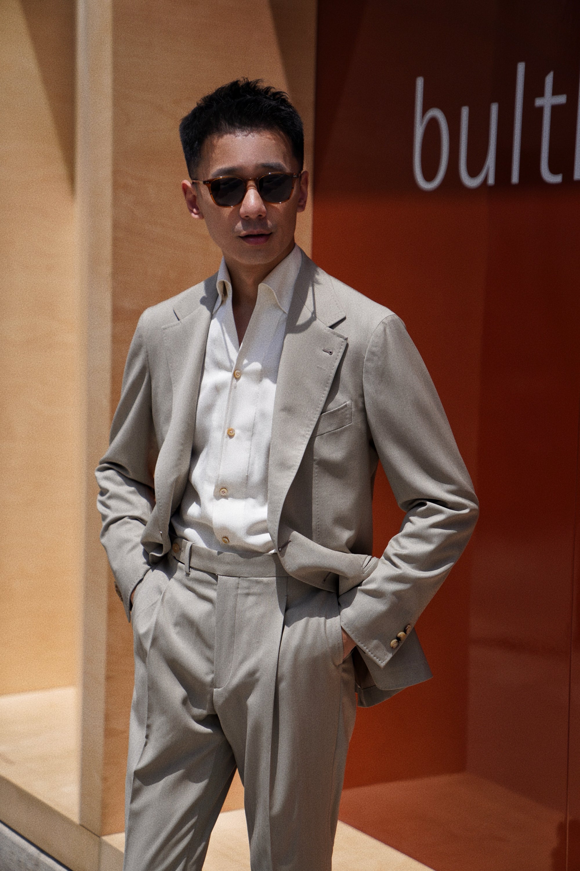 MTO Khaki Herringbone 16 Micron 140s Suit #413