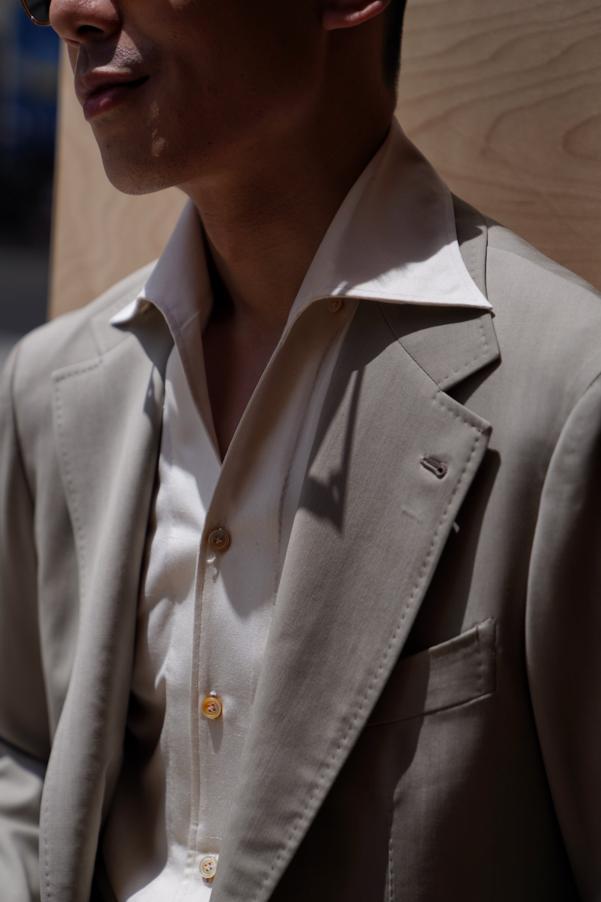 MTO Khaki Herringbone 16 Micron 140s Suit #413