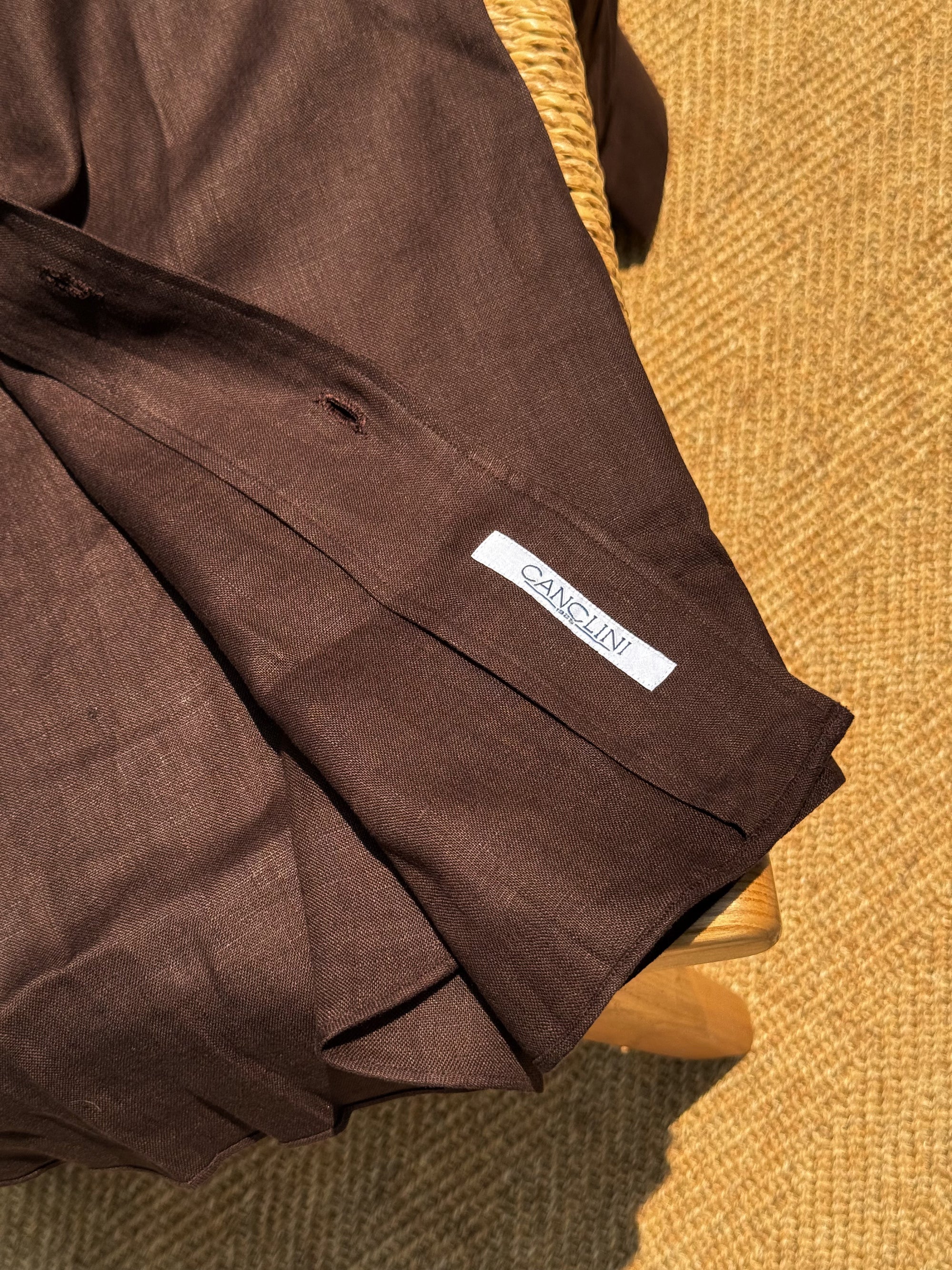 MTO Hand-stitched Tobacco Linen Shirt #44