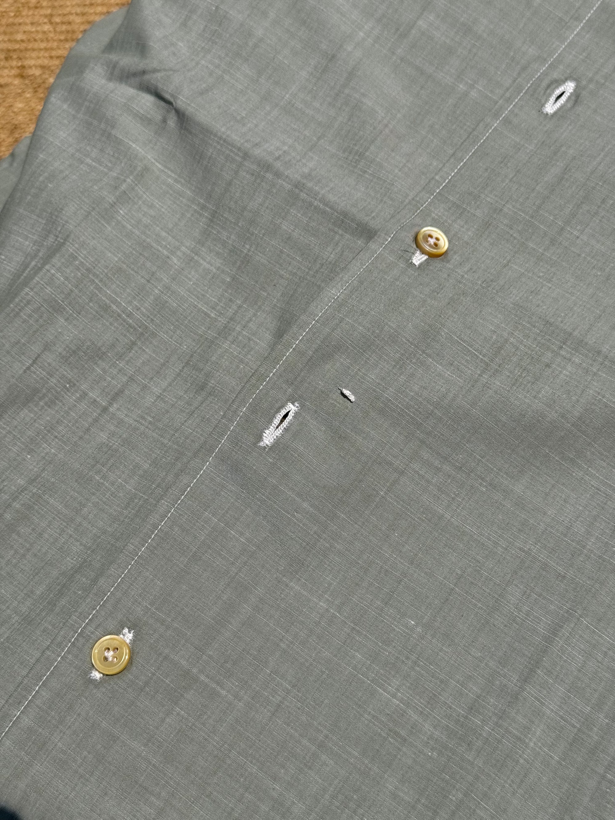 MTO Hand-stitched Ash Green Linen Shirt #46