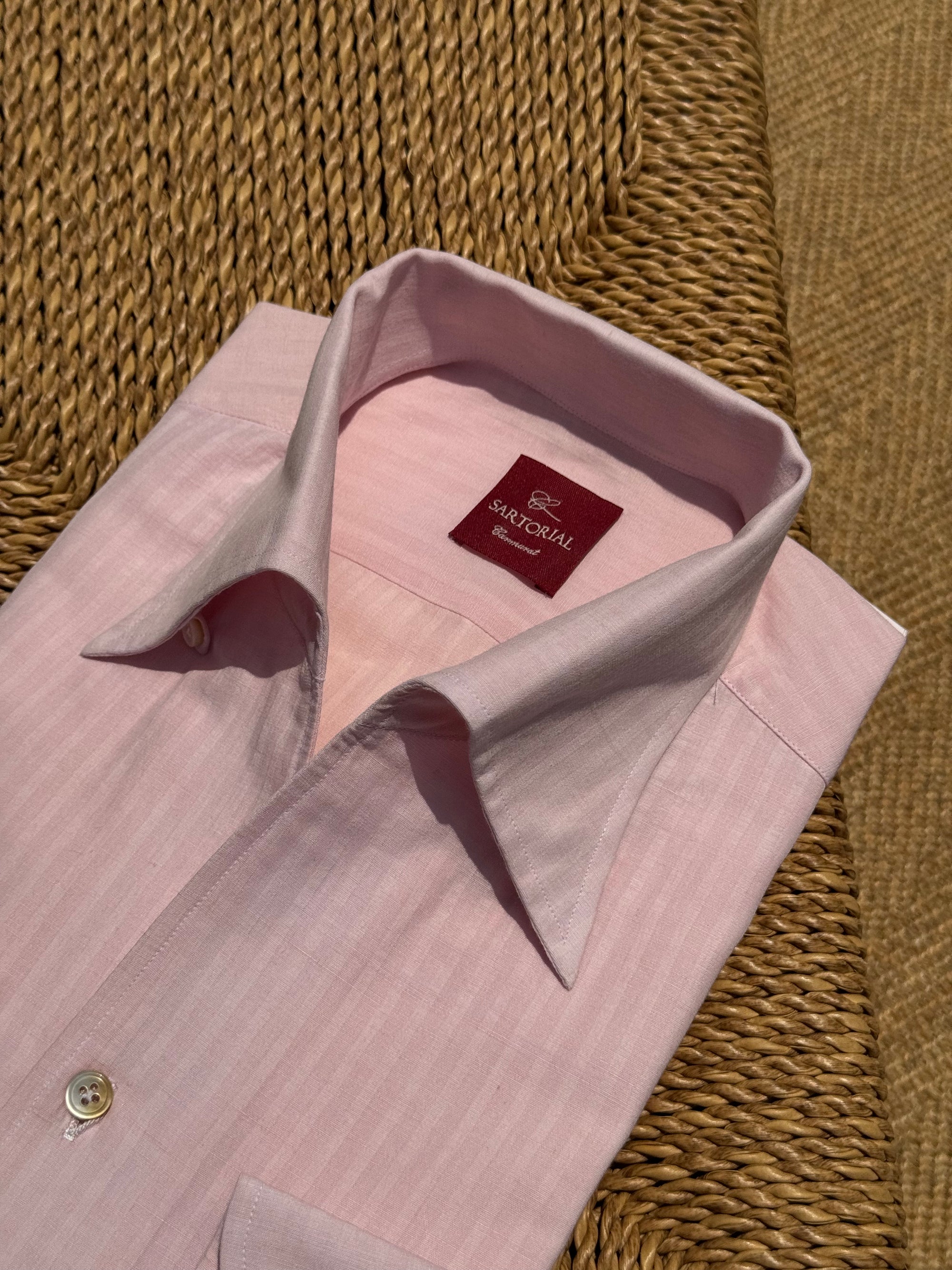 MTO Hand-stitched Pink Stripe Shirt #45