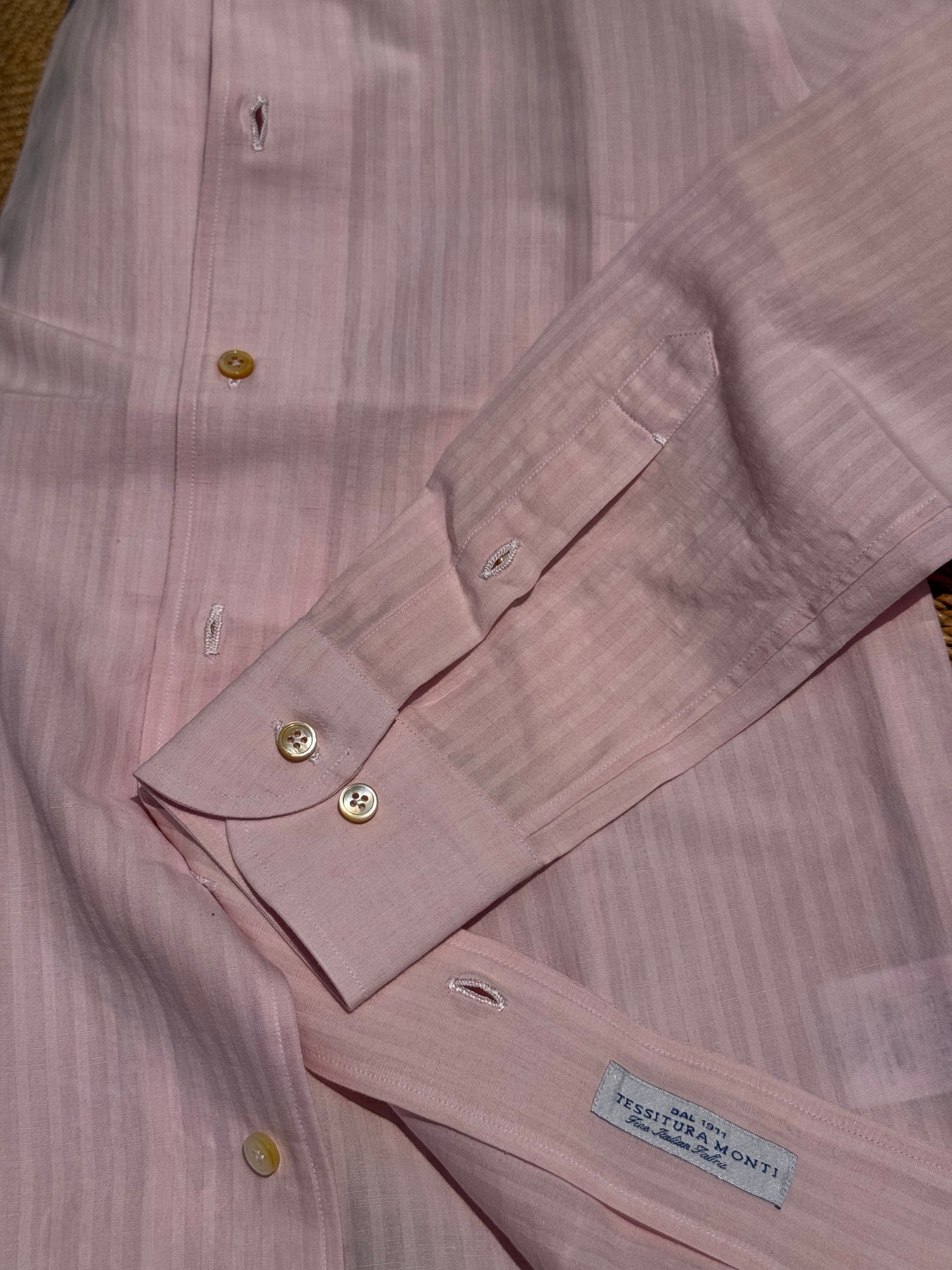 MTO Hand-stitched Pink Stripe Shirt #45