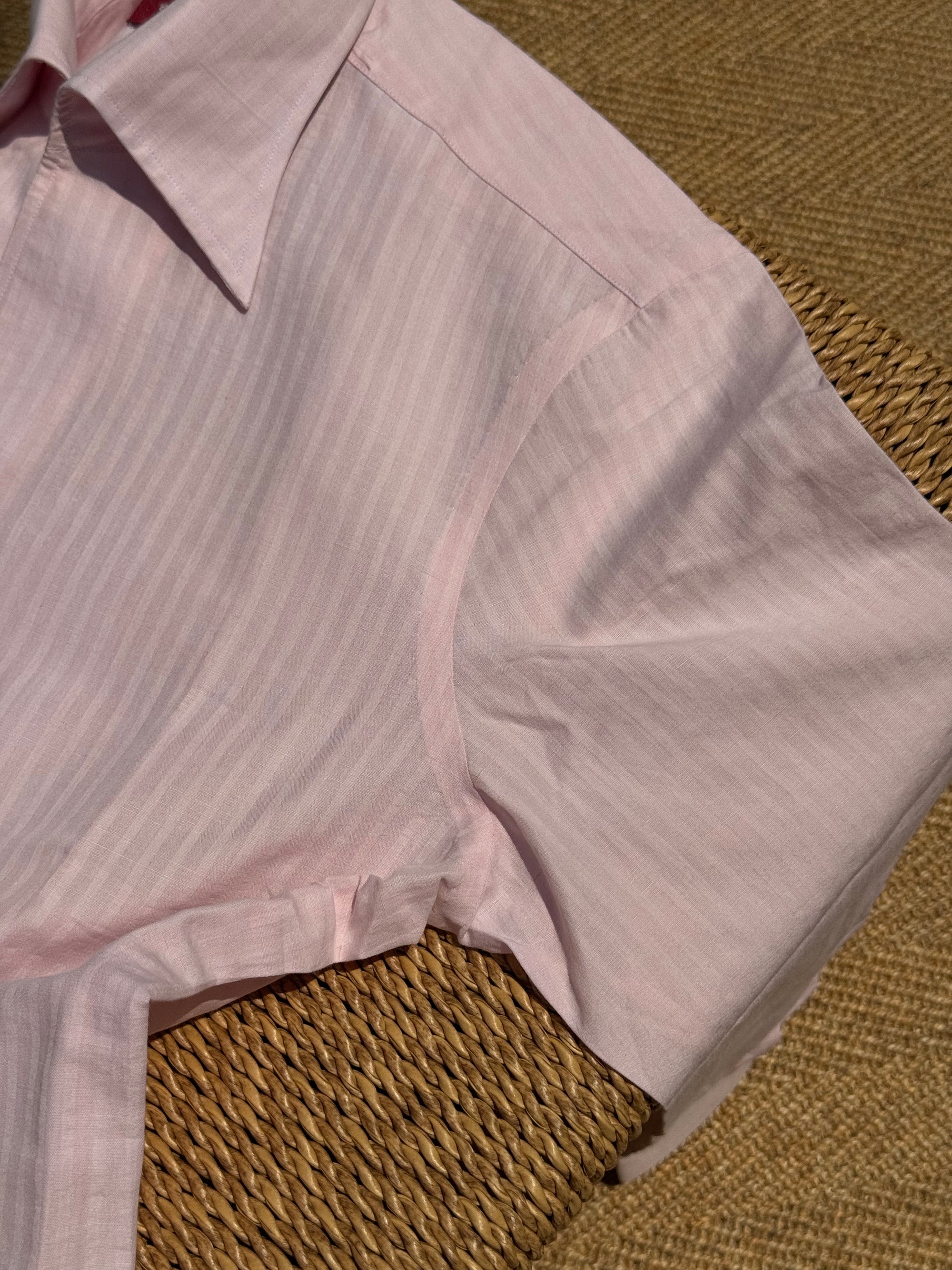 MTO Hand-stitched Pink Stripe Shirt #45