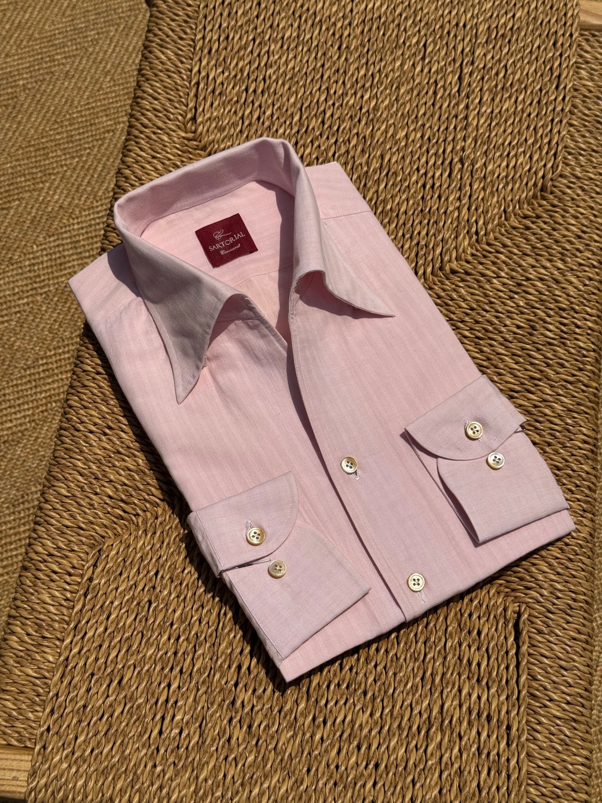 MTO Hand-stitched Pink Stripe Shirt #45