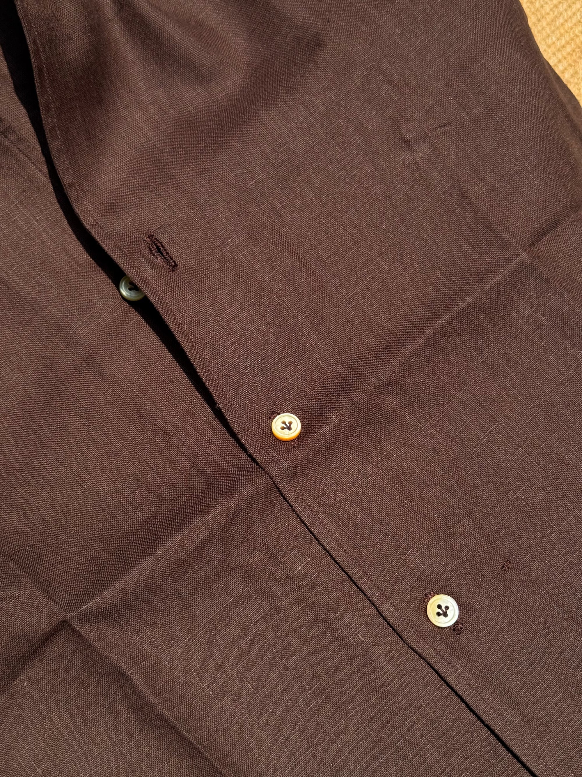 MTO Hand-stitched Tobacco Linen Shirt #44