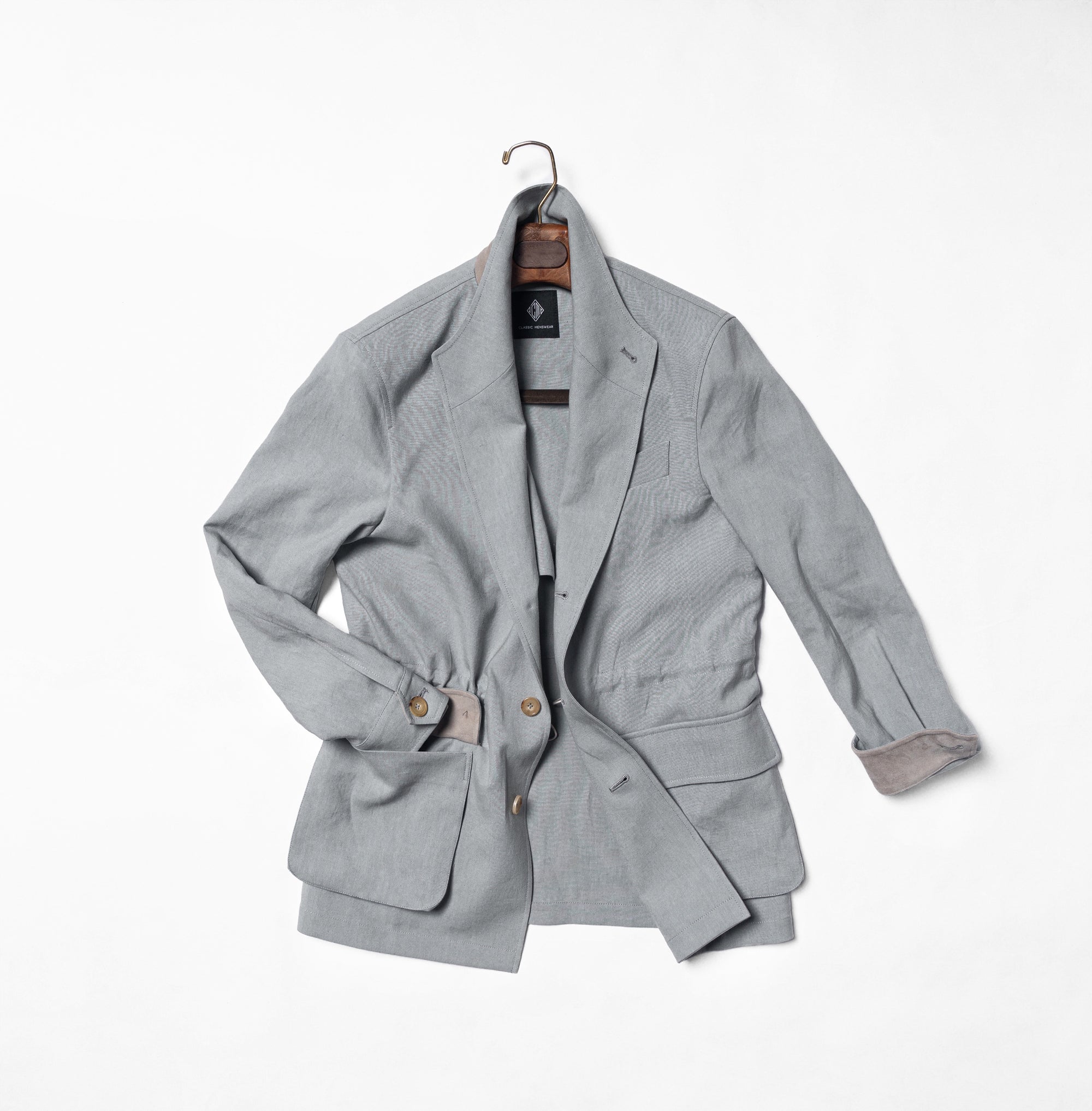 MTO Fog Blue Linen Teba Jacket