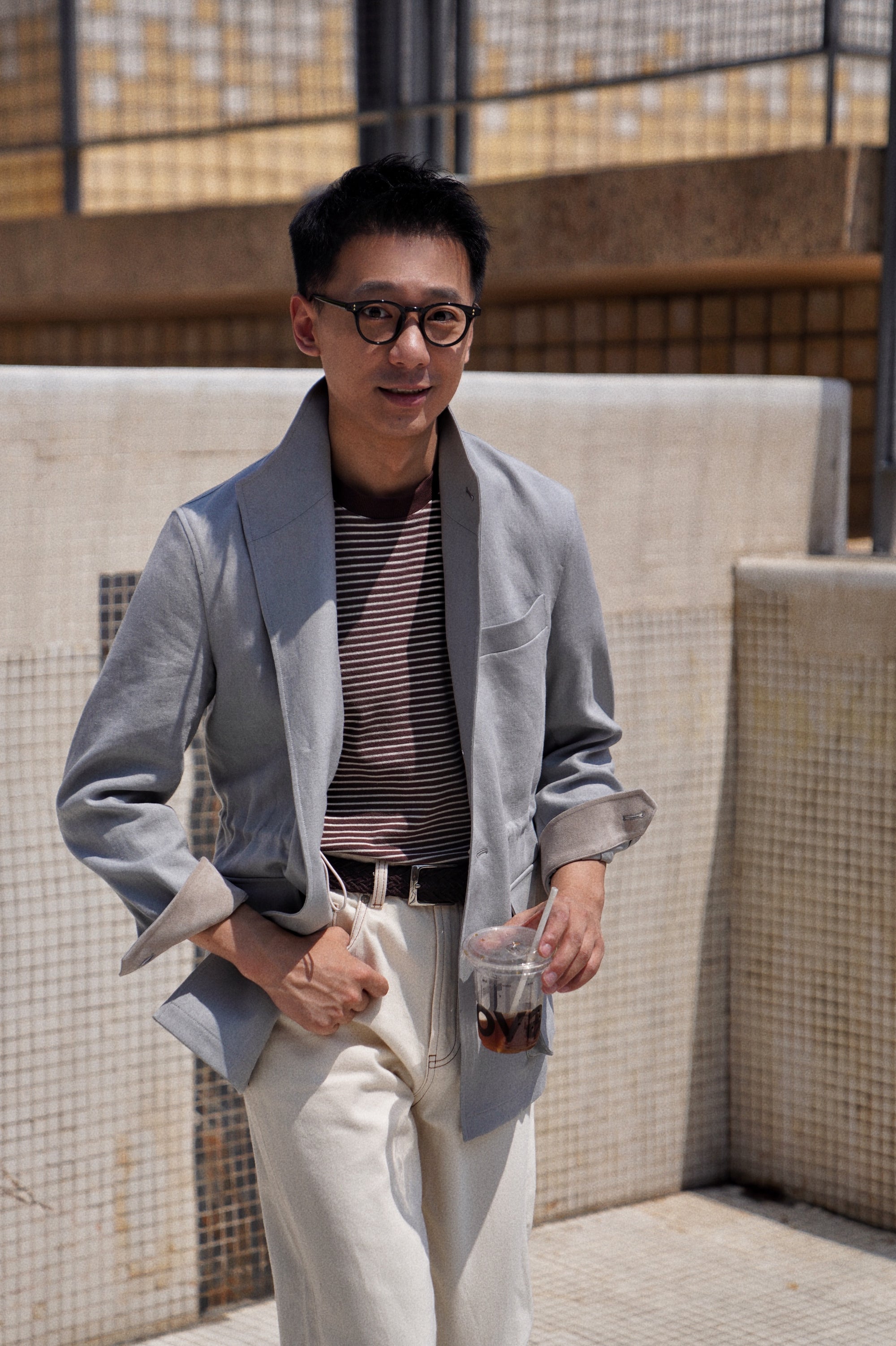 MTO Fog Blue Linen Teba Jacket