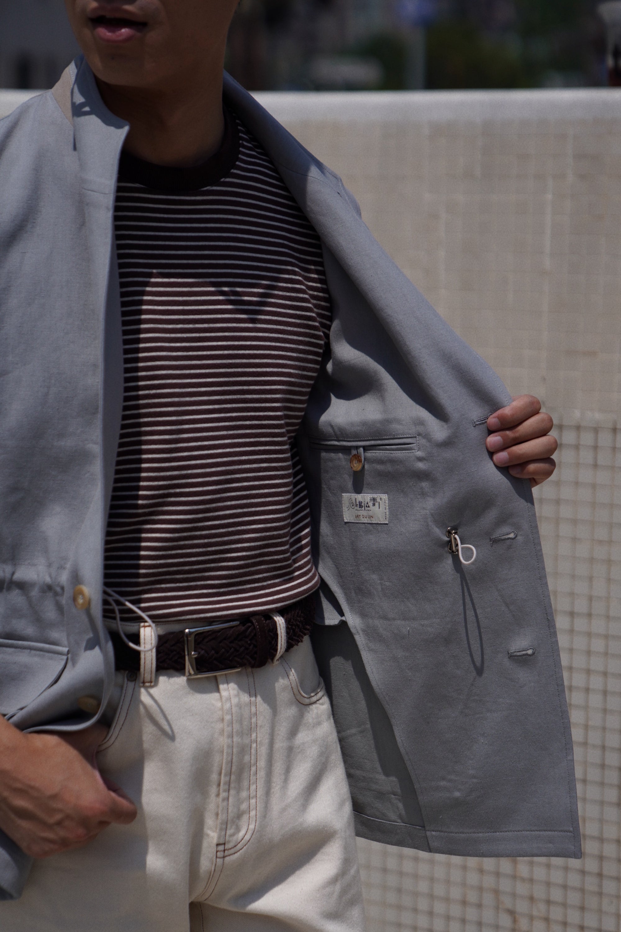MTO Fog Blue Linen Teba Jacket
