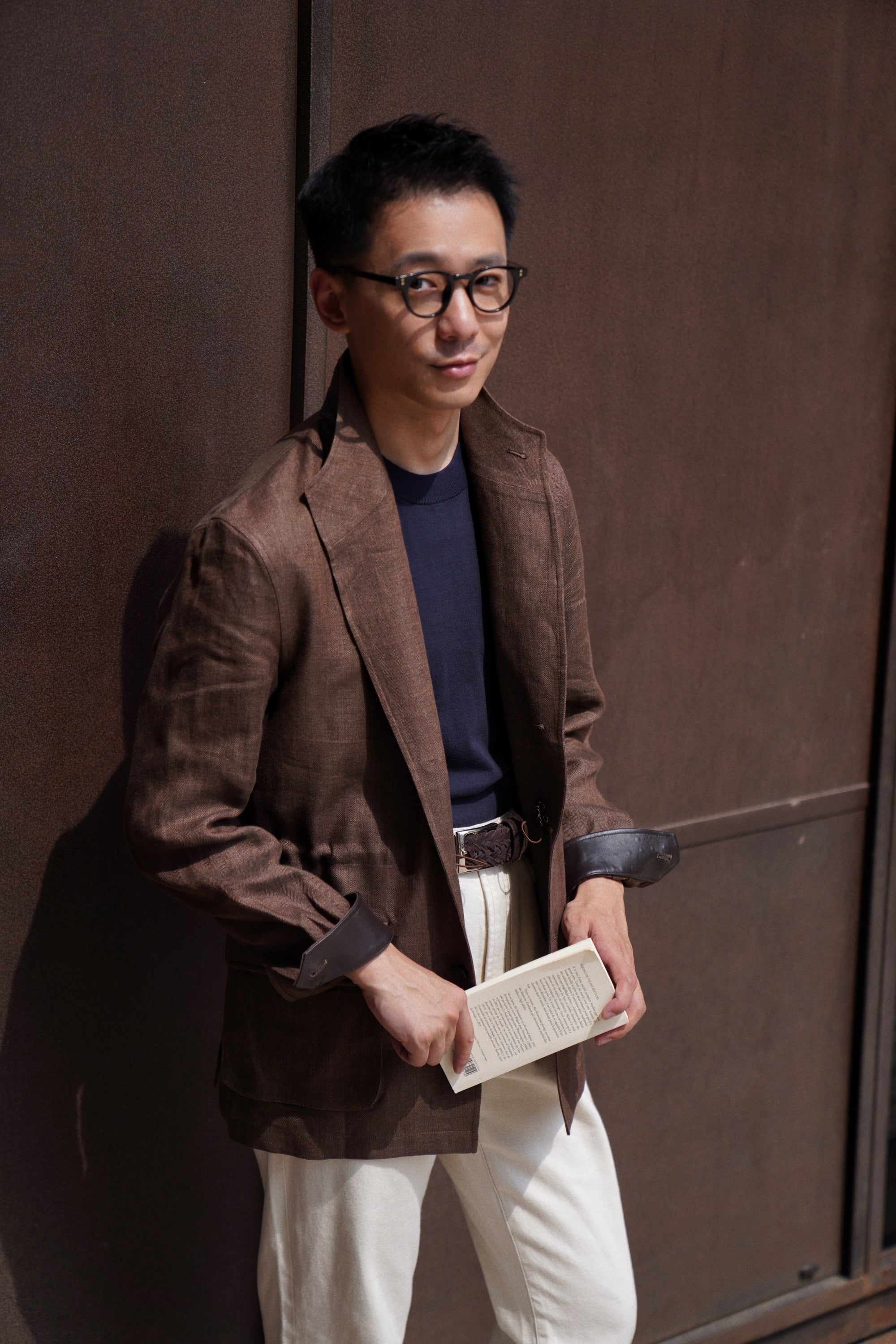 MTO Tobacco Herringbone Linen Teba Jacket
