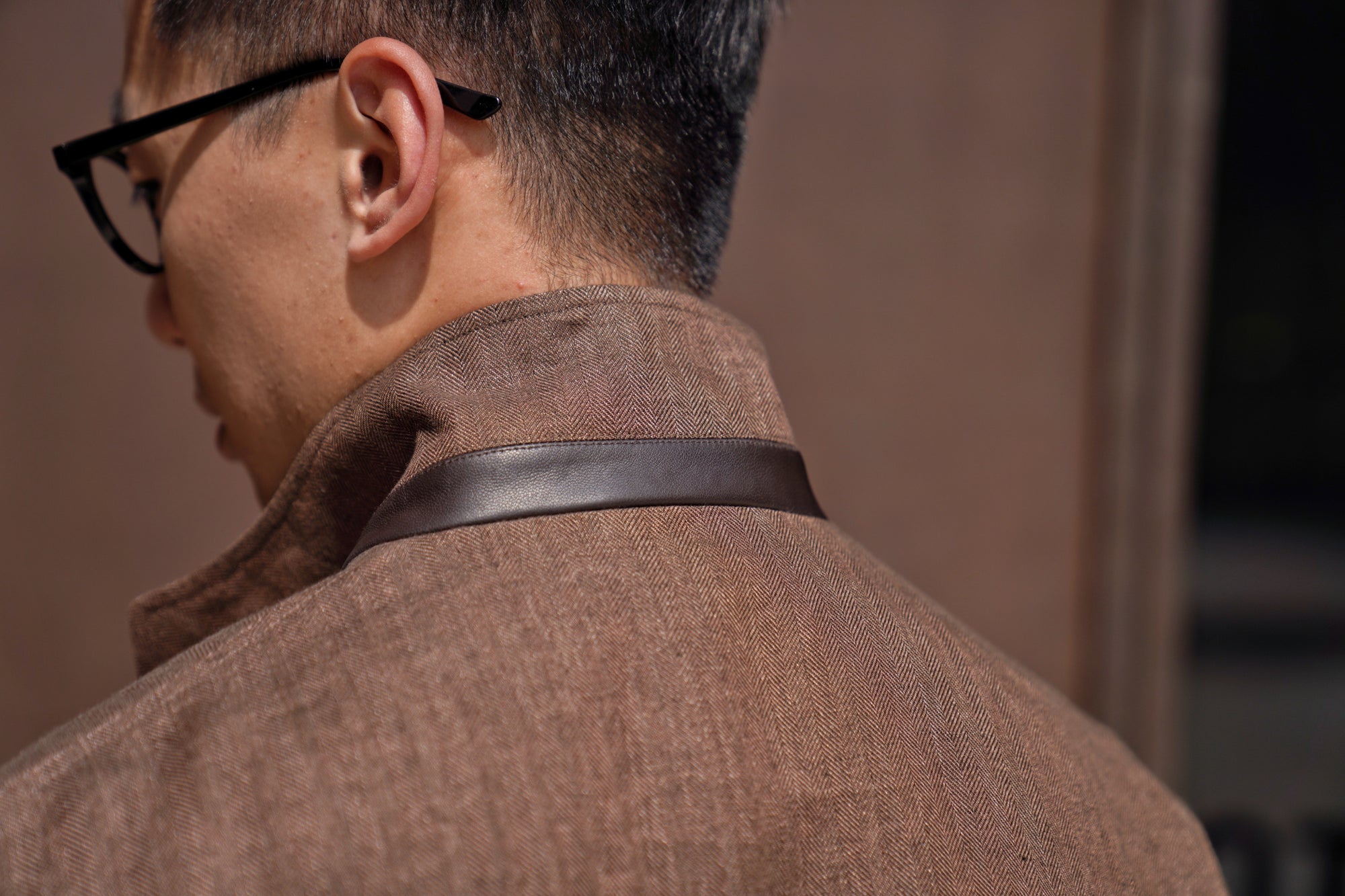 MTO Tobacco Herringbone Linen Teba Jacket