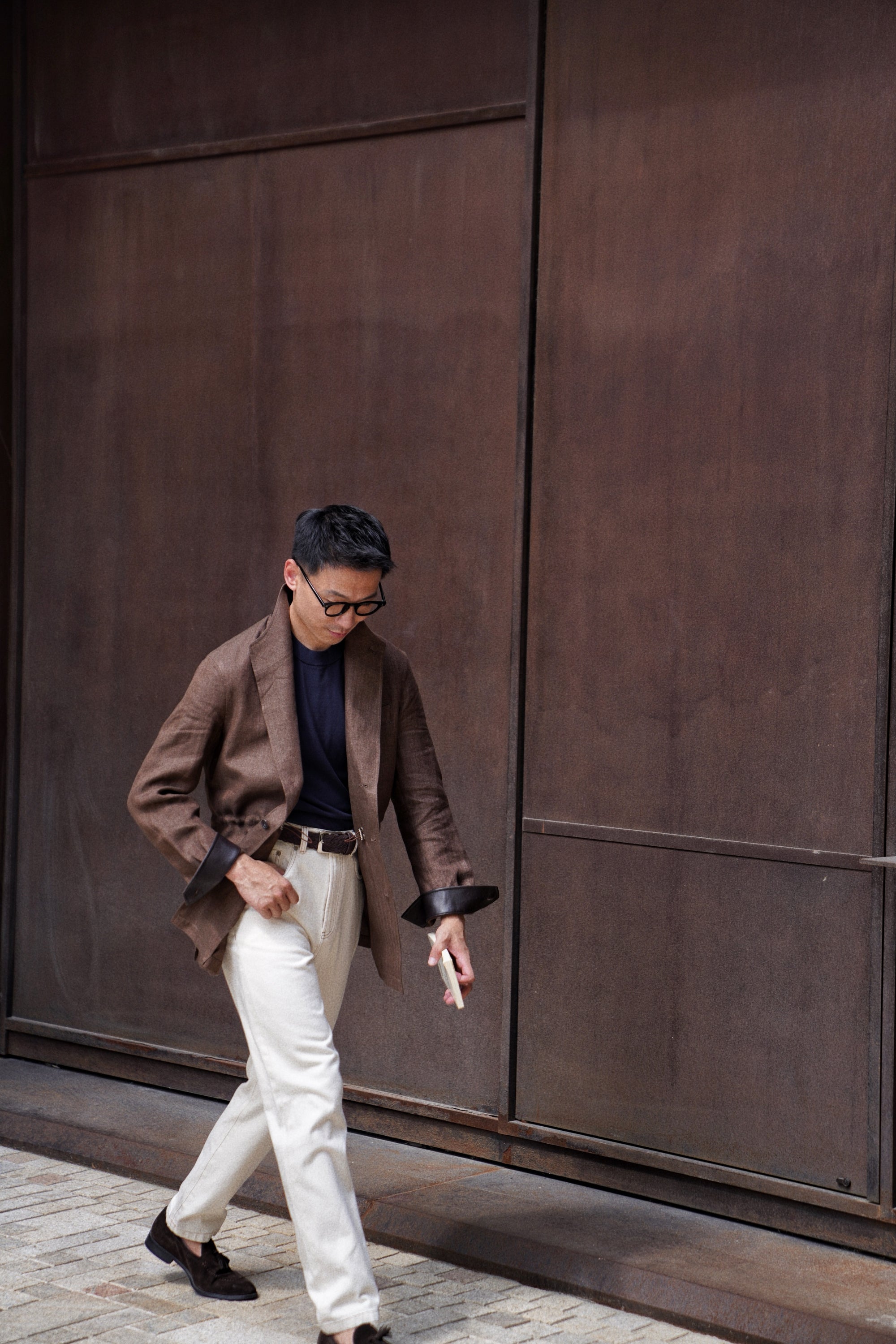 MTO Tobacco Herringbone Linen Teba Jacket