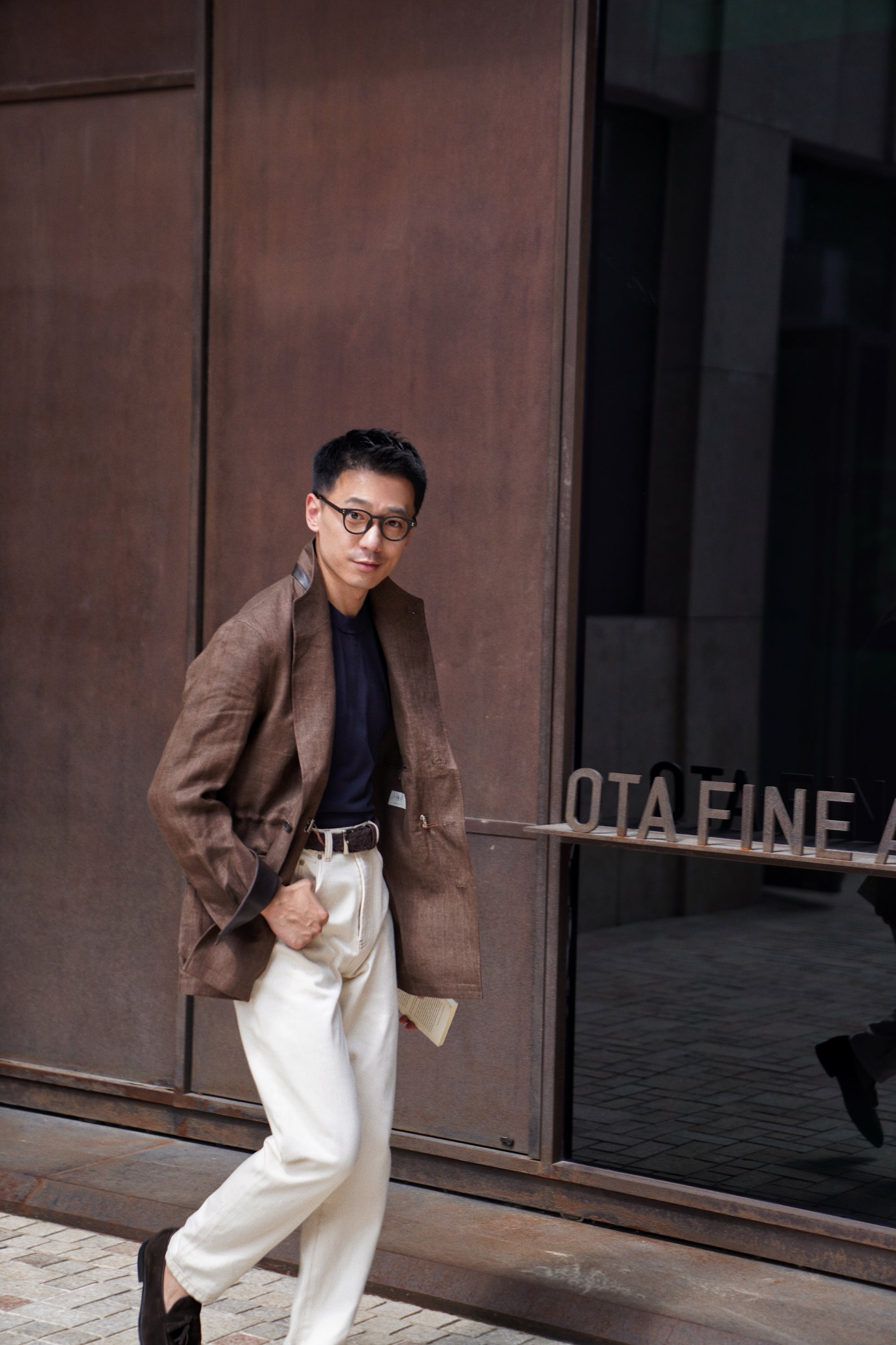 MTO Tobacco Herringbone Linen Teba Jacket