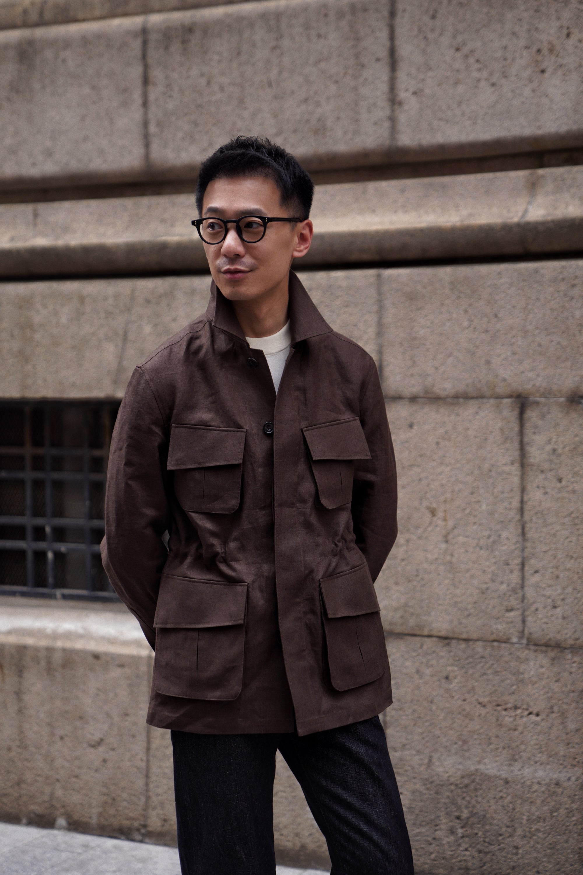 MTO Dark Brown Irish Linen M42 Jacket