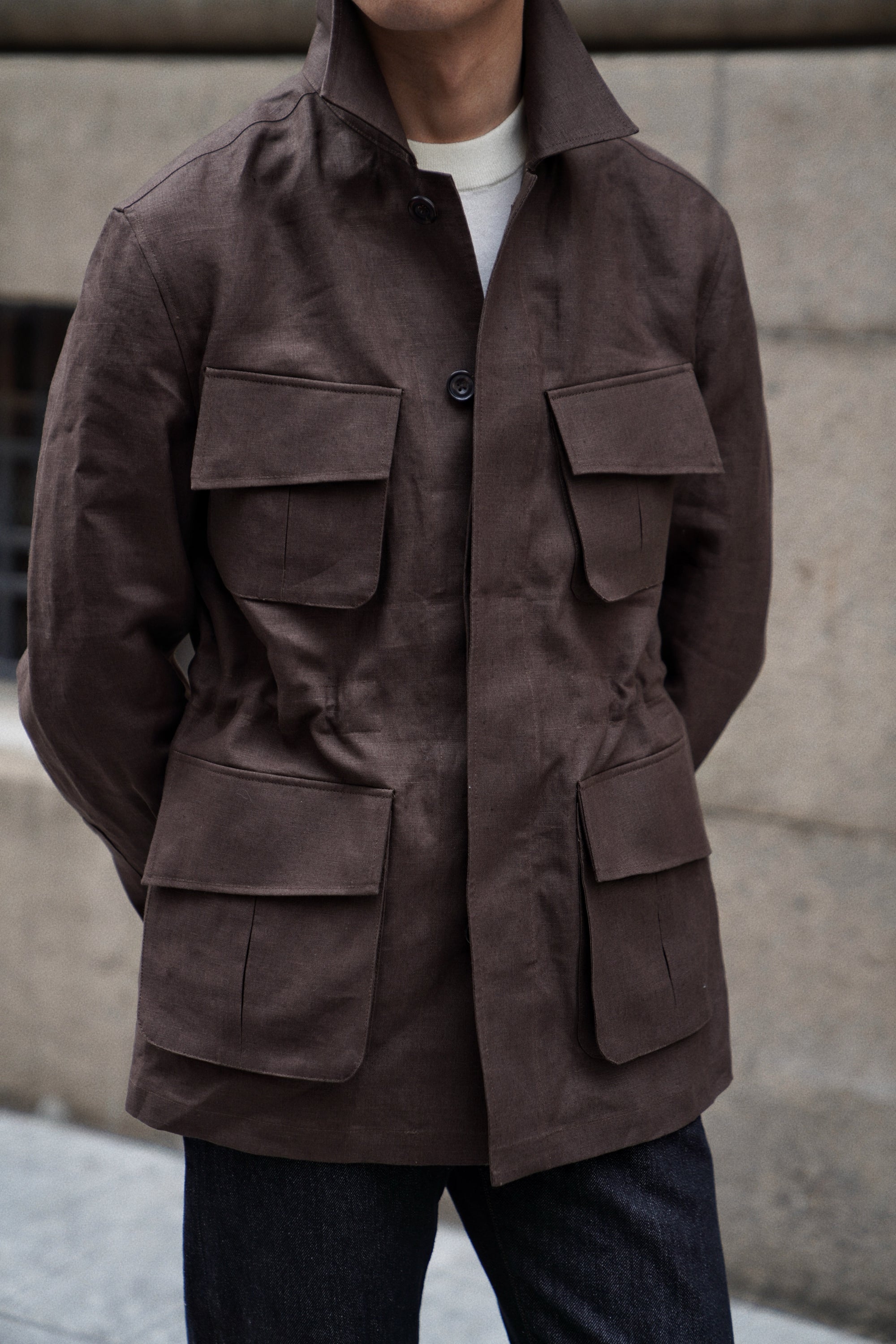 MTO Dark Brown Irish Linen M42 Jacket