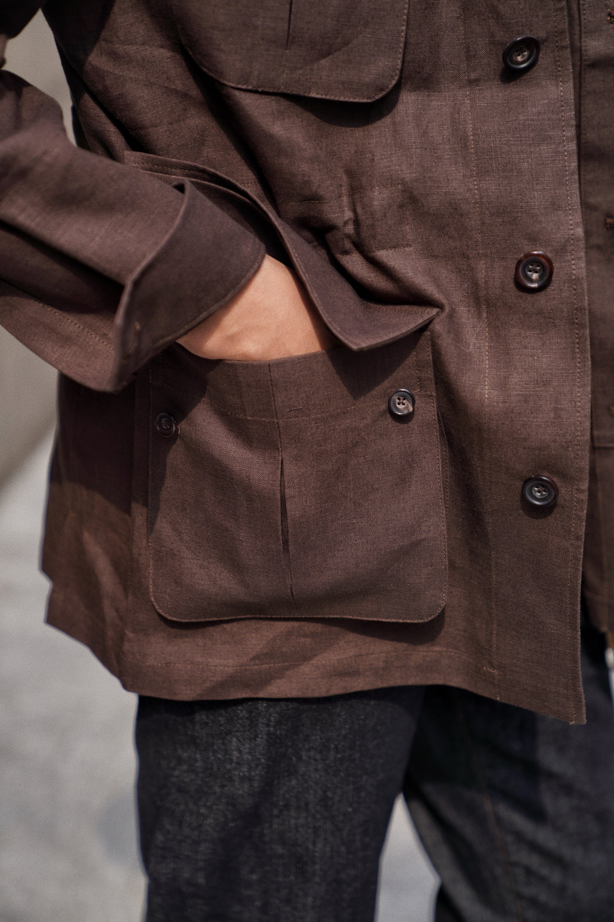 MTO Dark Brown Irish Linen M42 Jacket
