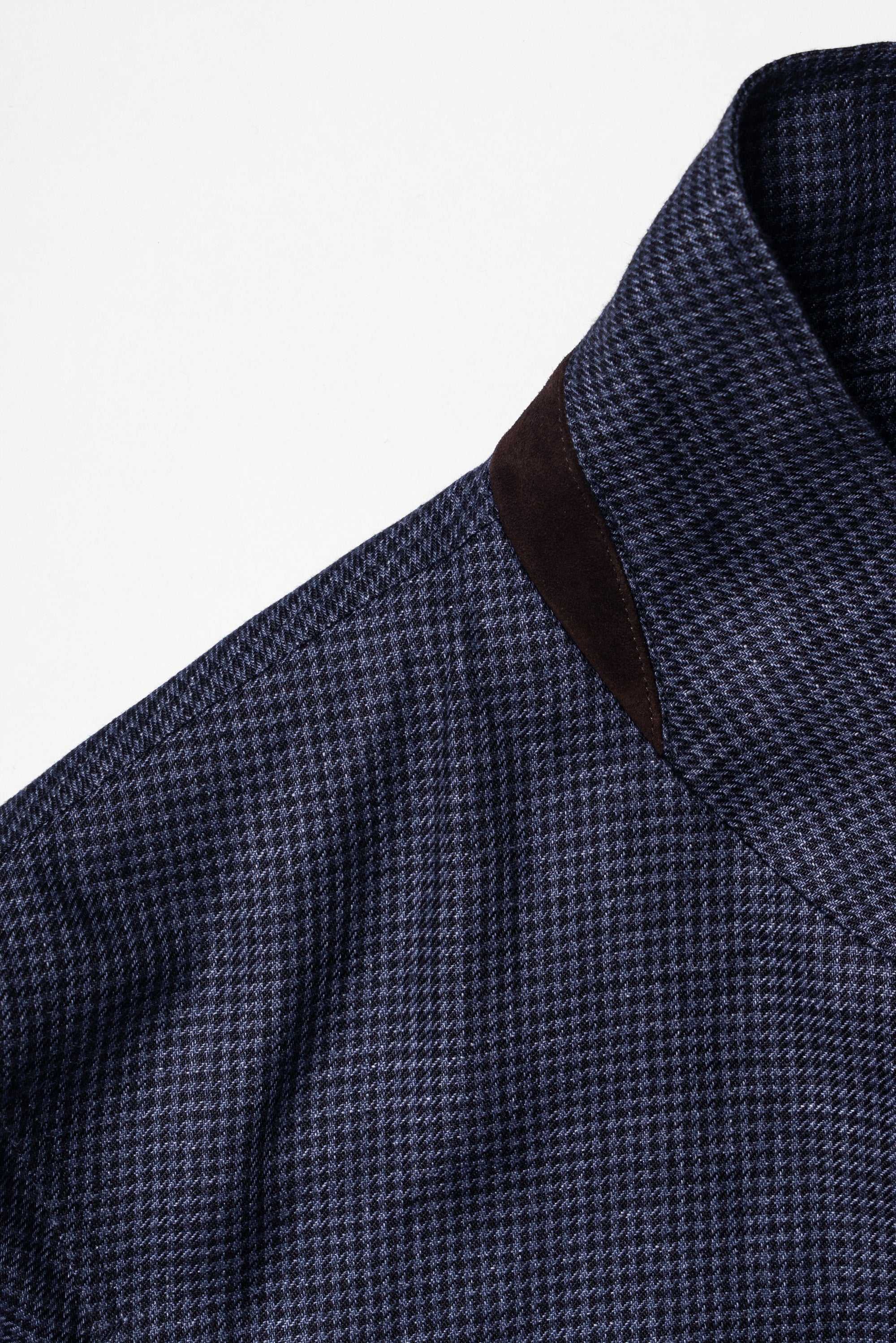 MTO Navy Houndstooth Linen Teba Jacket