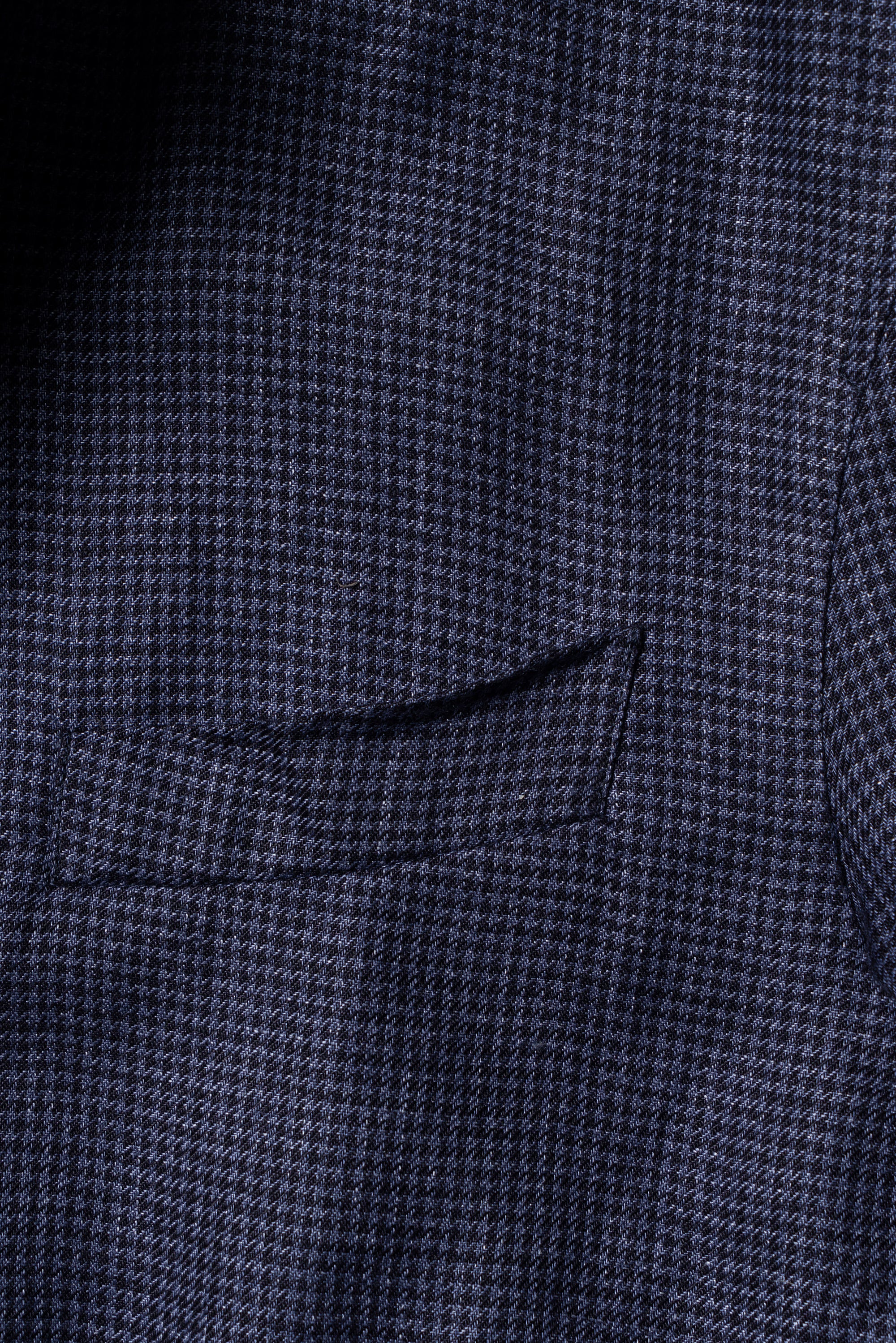 MTO Navy Houndstooth Linen Teba Jacket