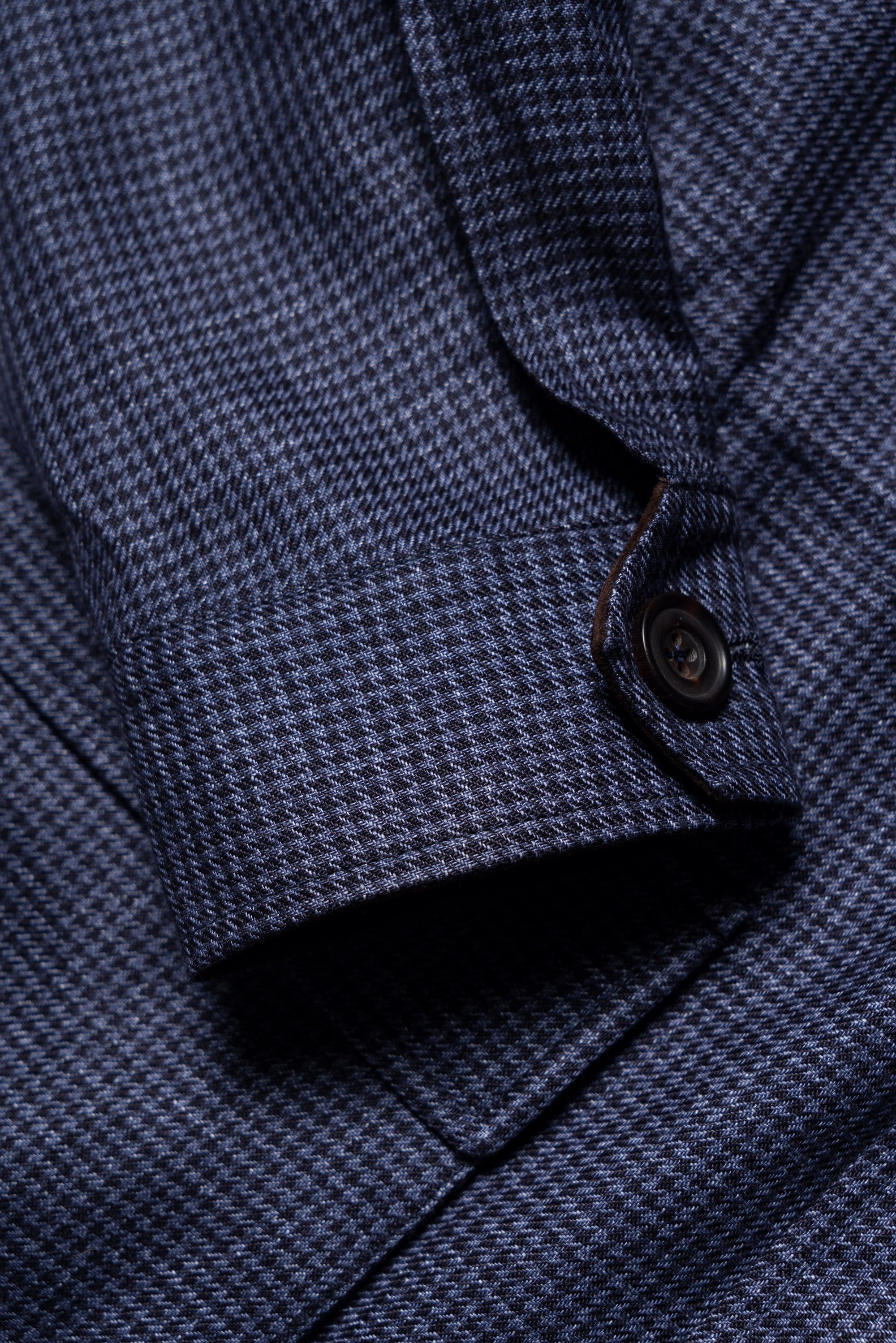 MTO Navy Houndstooth Linen Teba Jacket