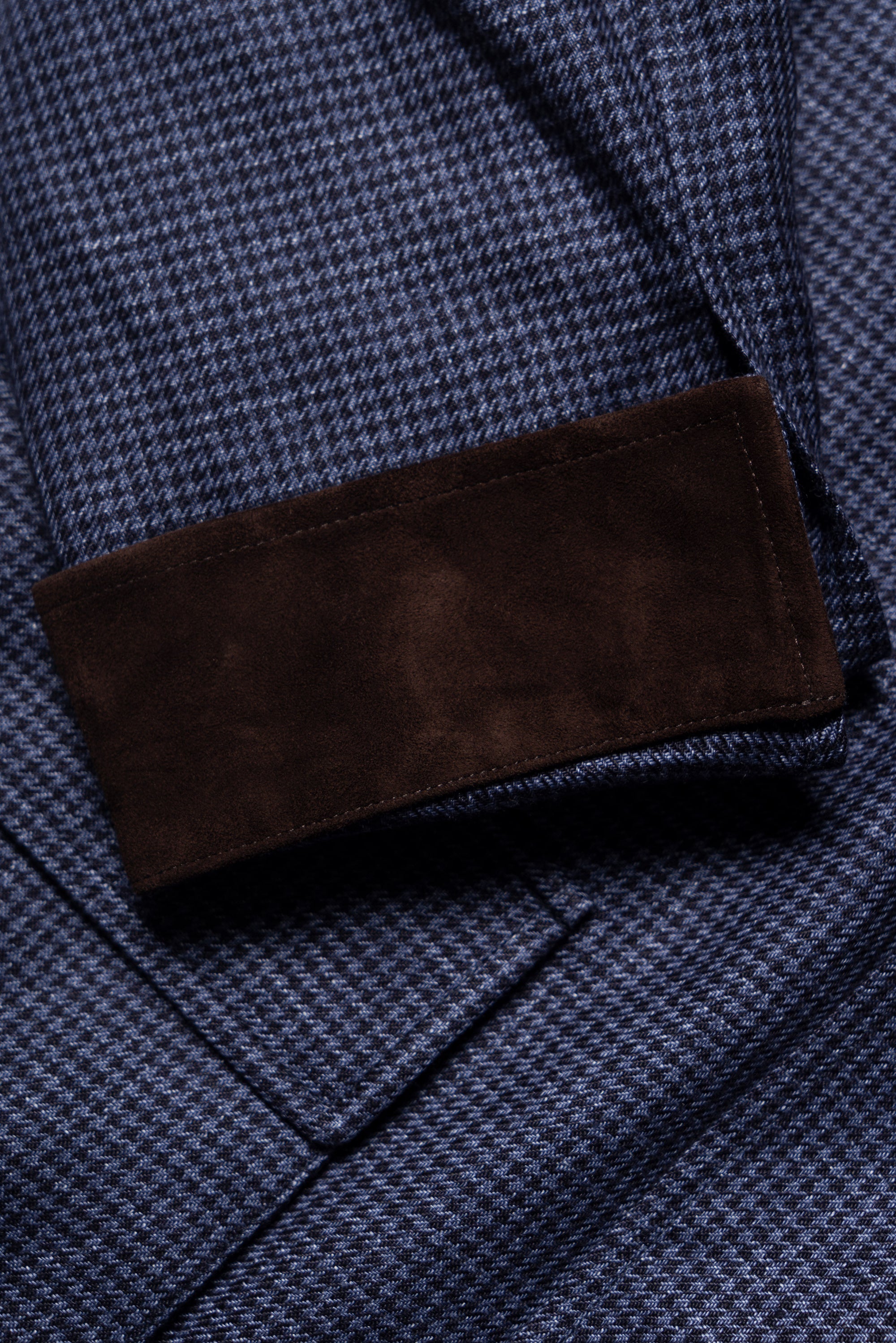 MTO Navy Houndstooth Linen Teba Jacket