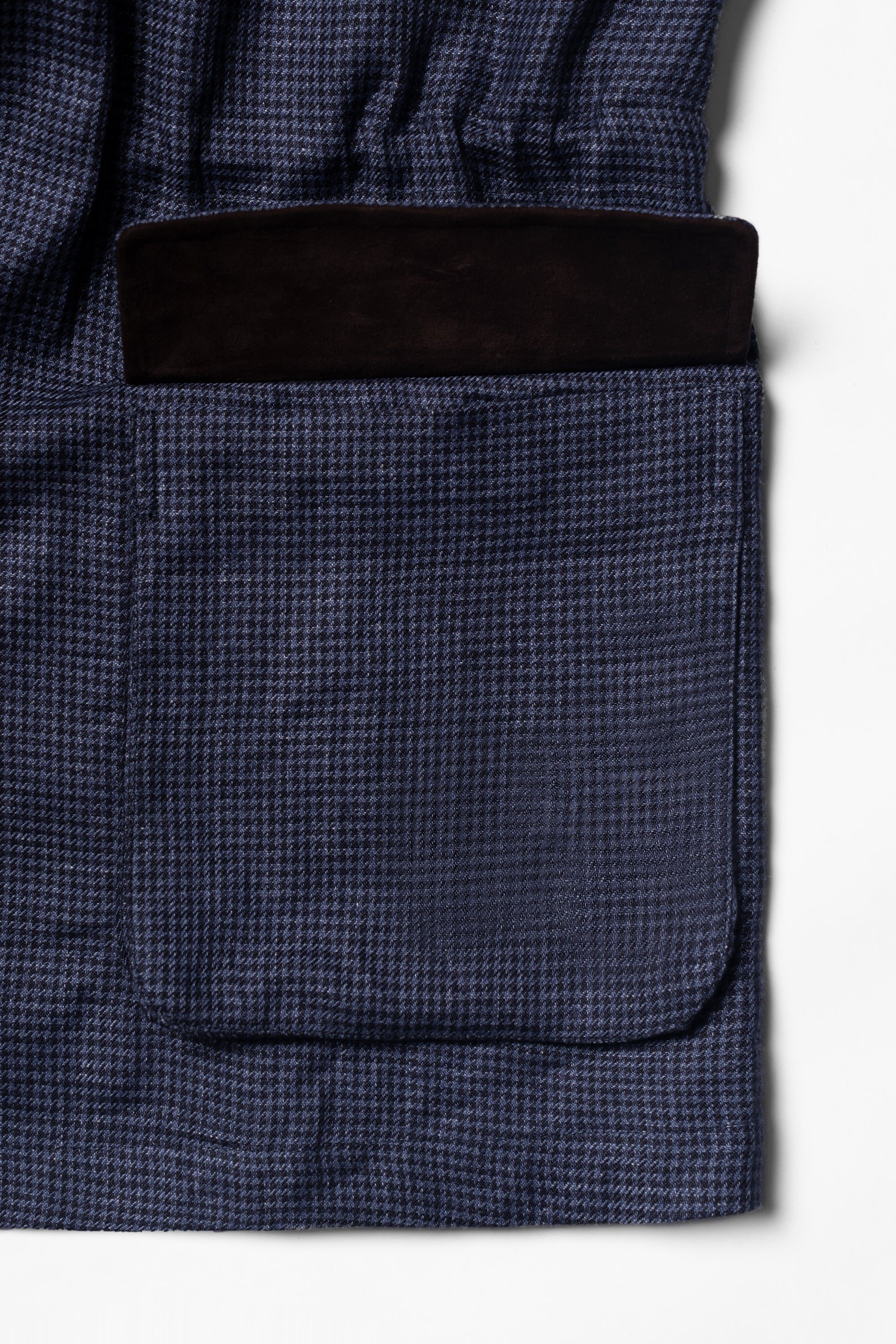 MTO Navy Houndstooth Linen Teba Jacket