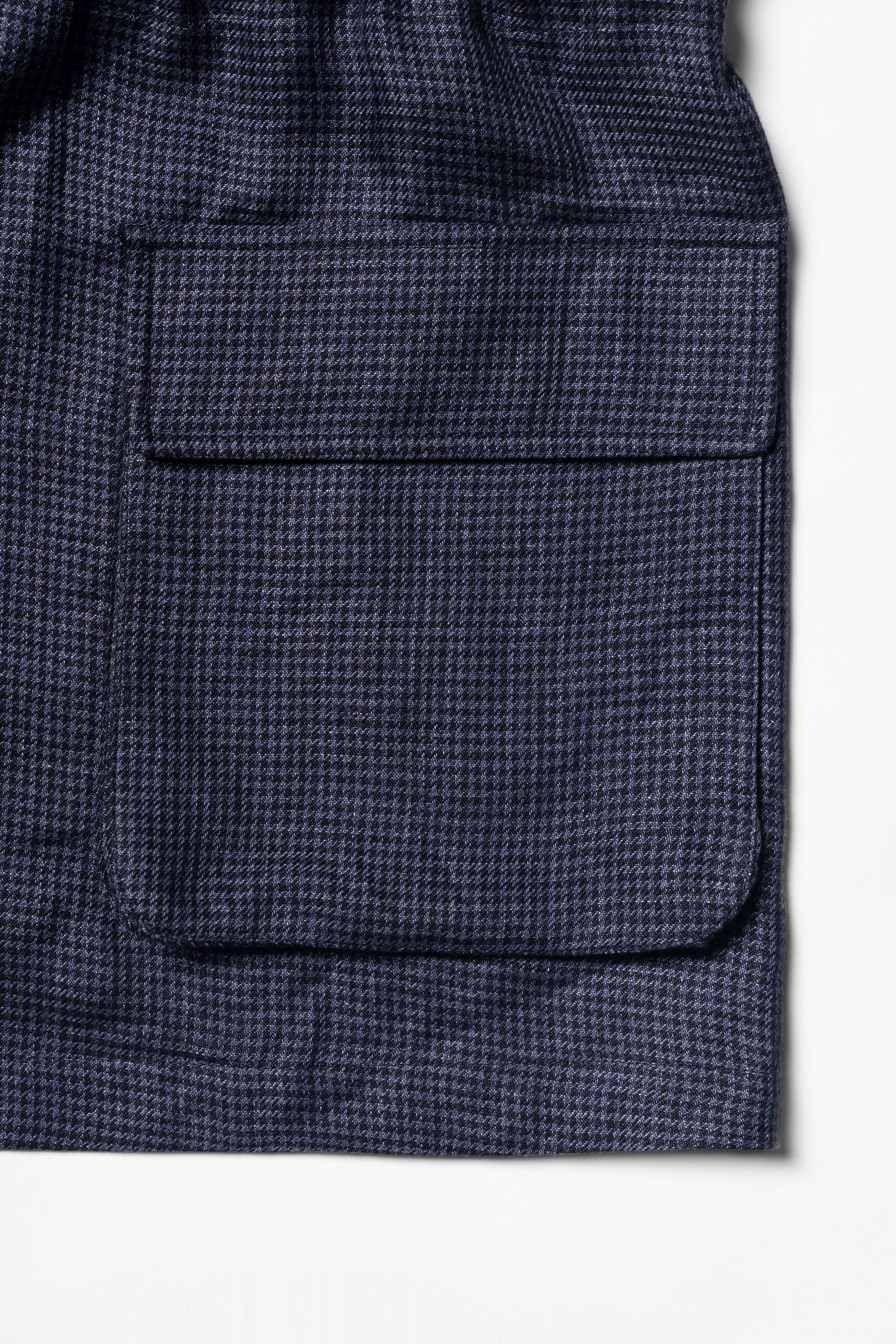 MTO Navy Houndstooth Linen Teba Jacket