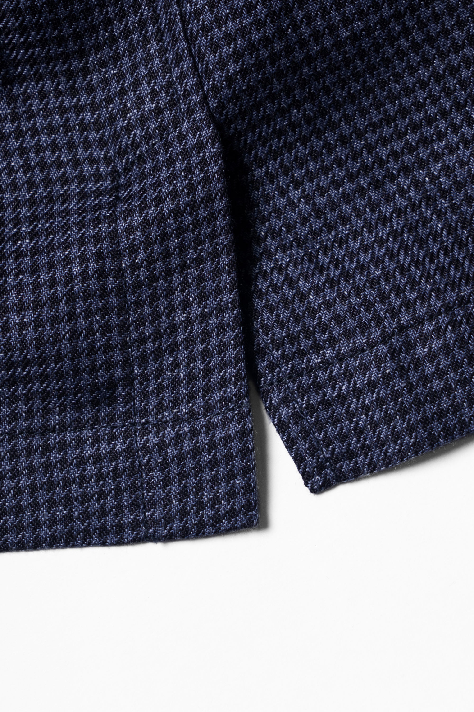 MTO Navy Houndstooth Linen Teba Jacket