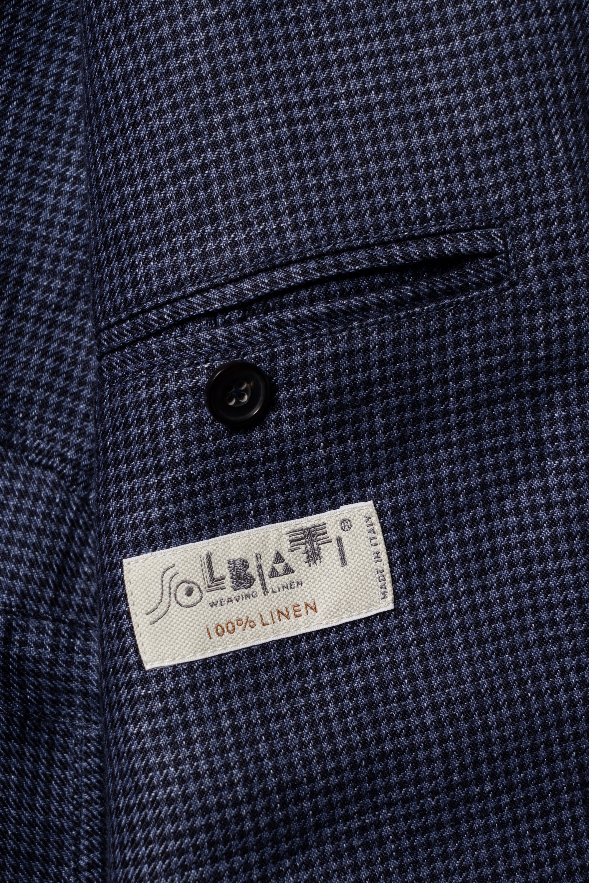 MTO Navy Houndstooth Linen Teba Jacket