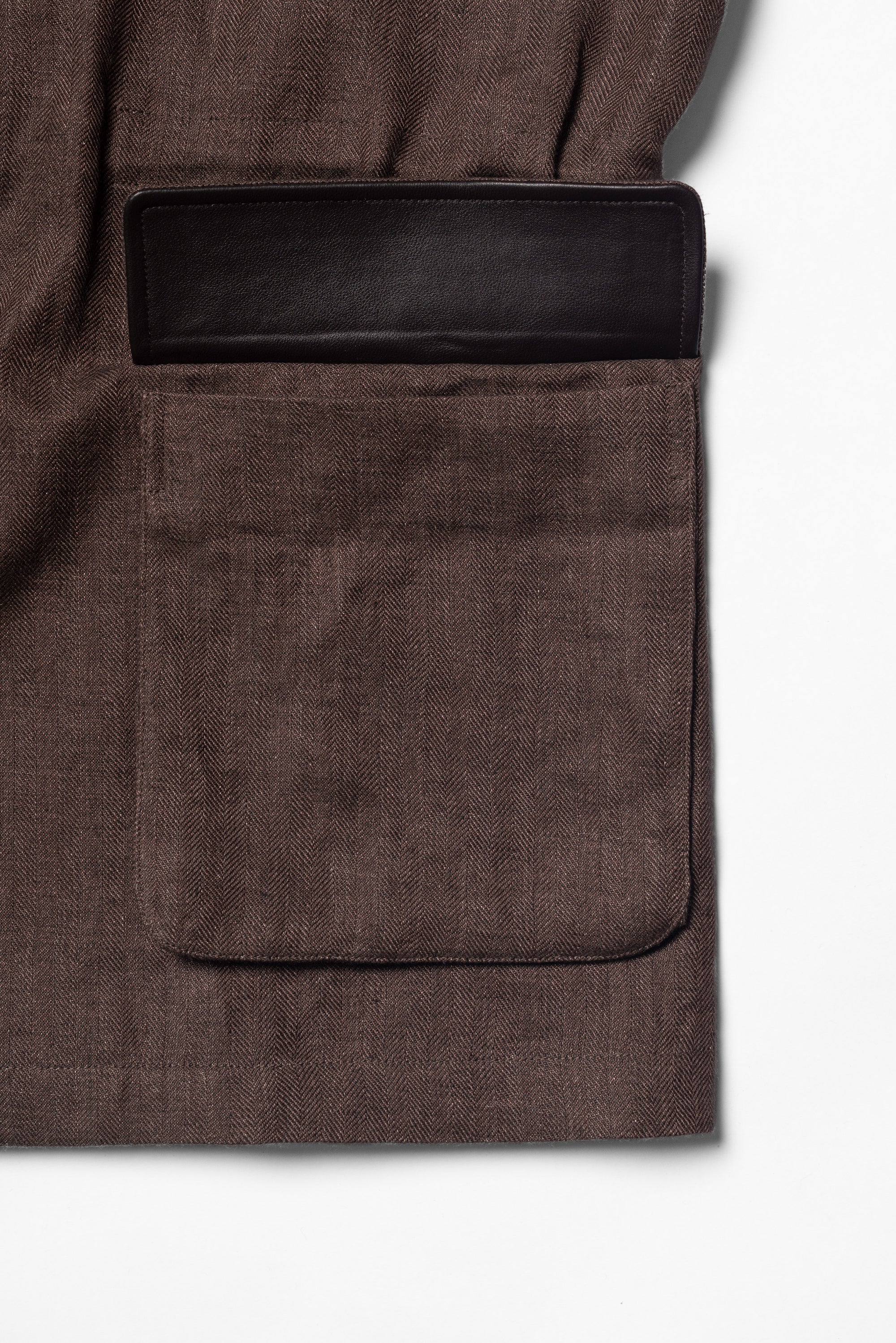 MTO Tobacco Herringbone Linen Teba Jacket