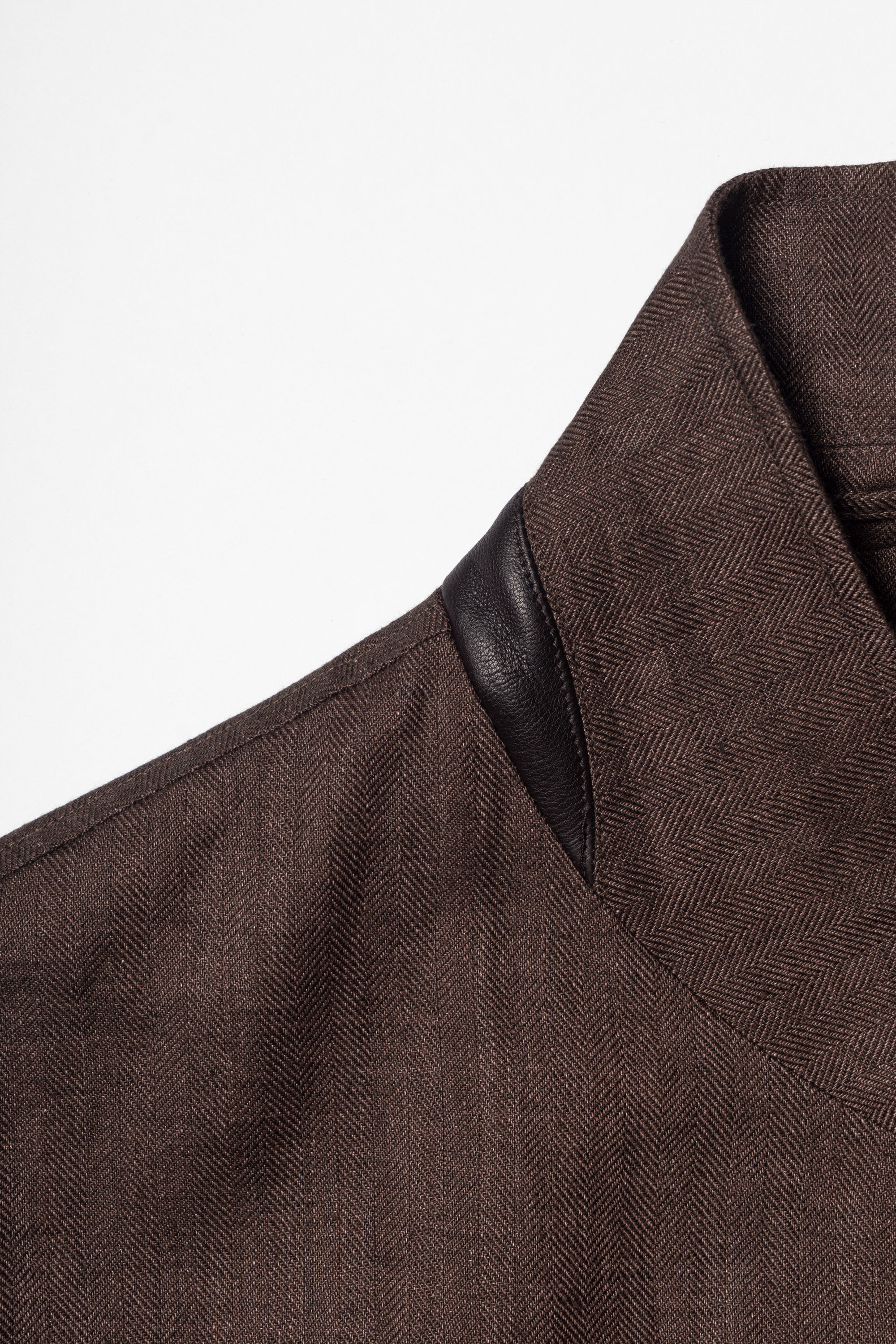 MTO Tobacco Herringbone Linen Teba Jacket