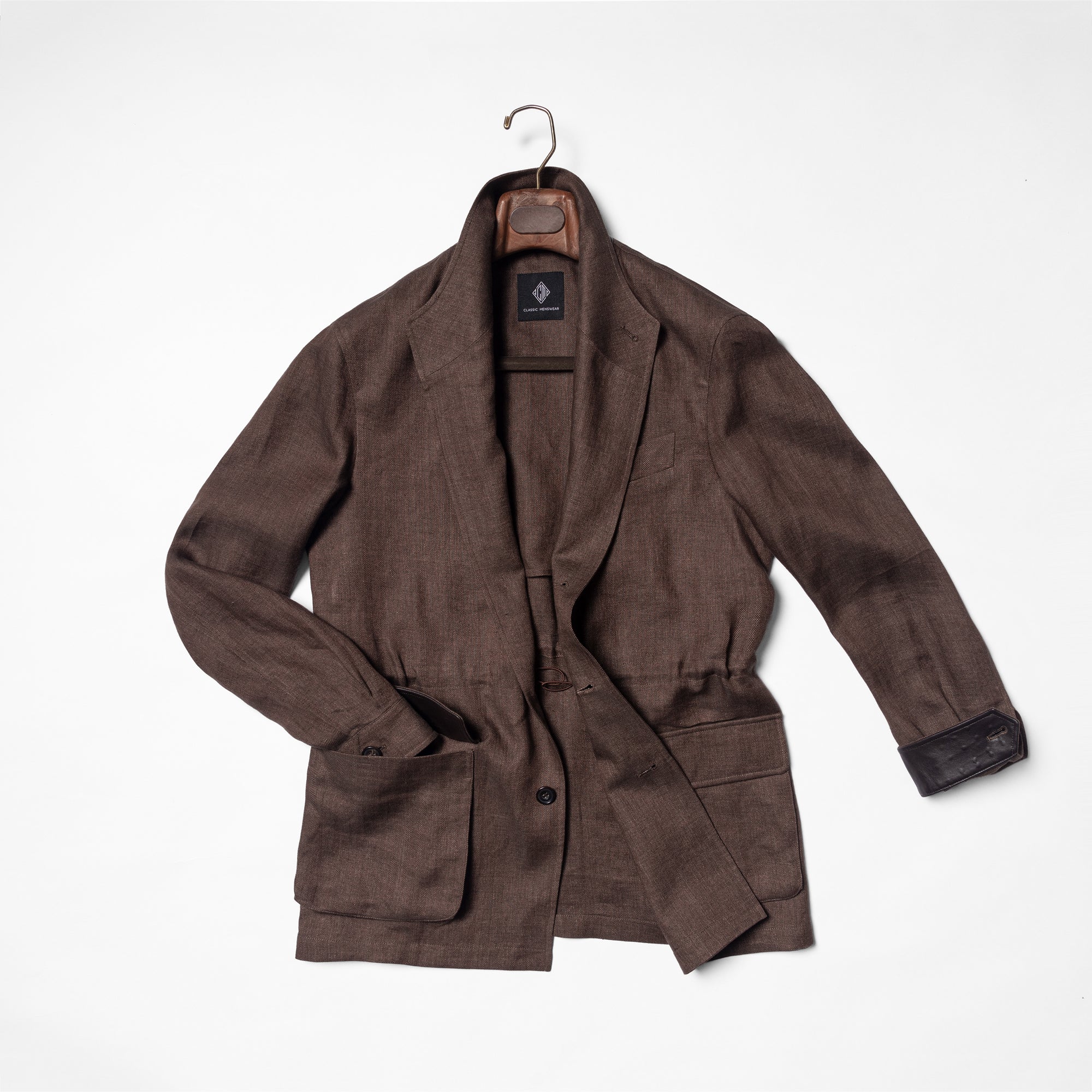 MTO Tobacco Herringbone Linen Teba Jacket