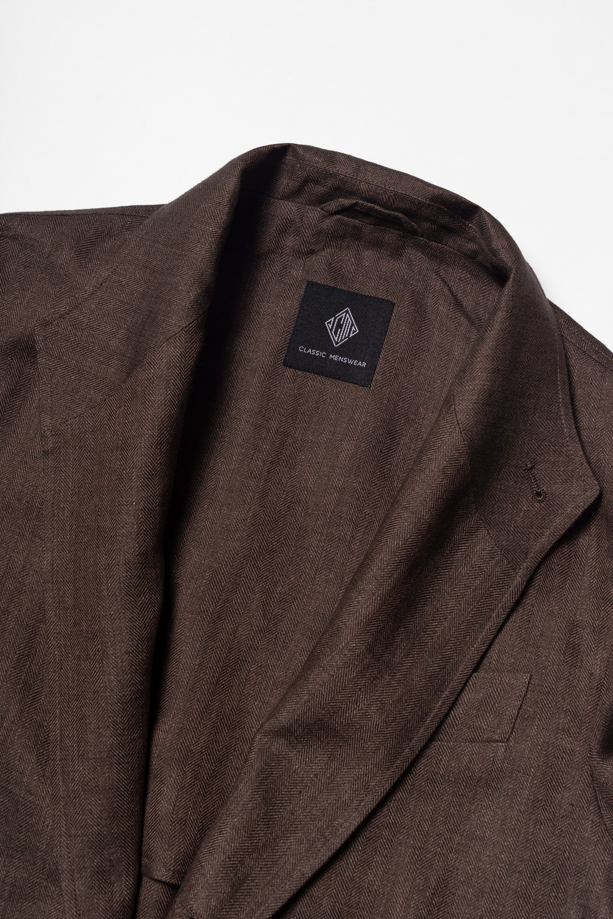 MTO Tobacco Herringbone Linen Teba Jacket